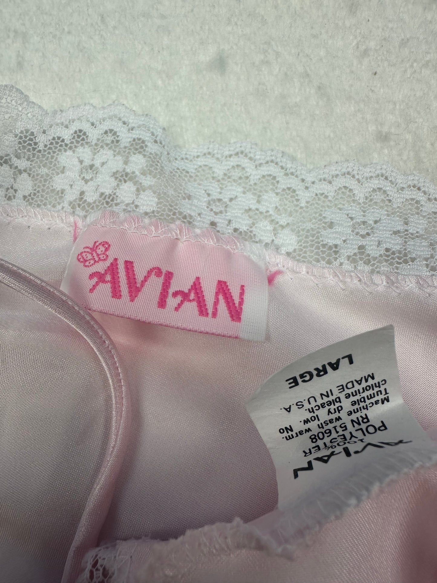Vintage Pink & White Tie Front Cami L