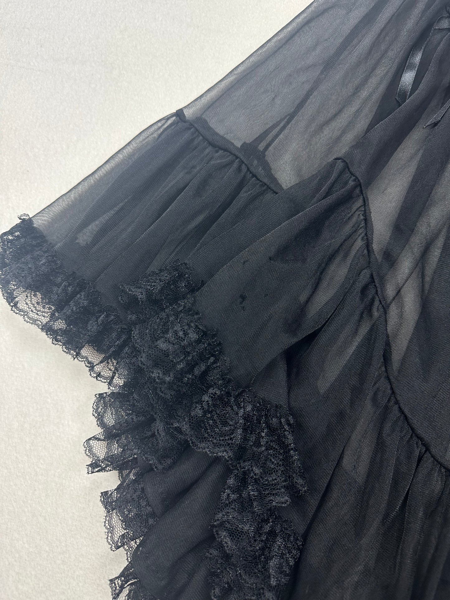 Rare Escante Black Sheer Lace Slip
