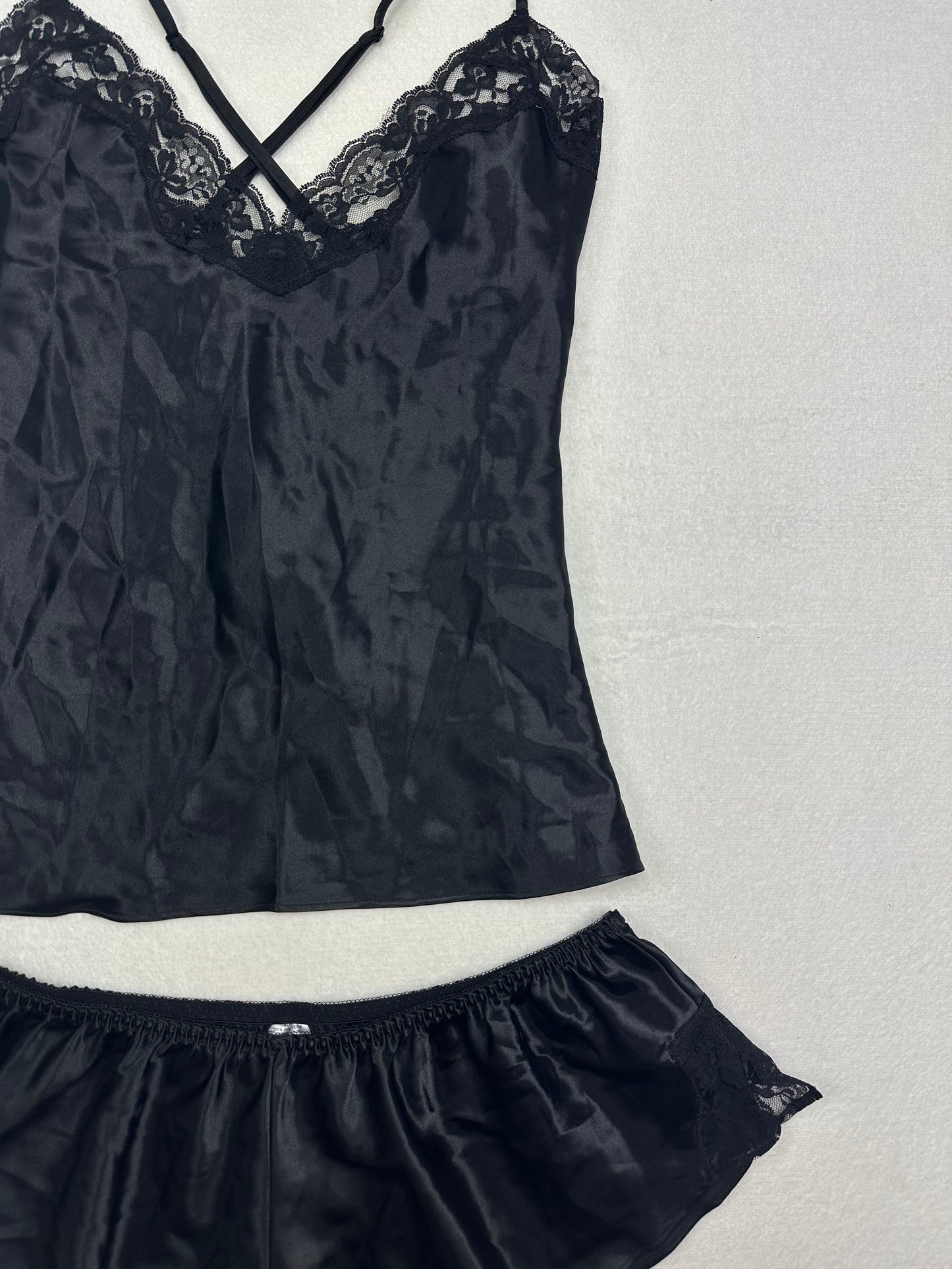 Frederick’s of Hollywood Black Cami Shorts Set M-L