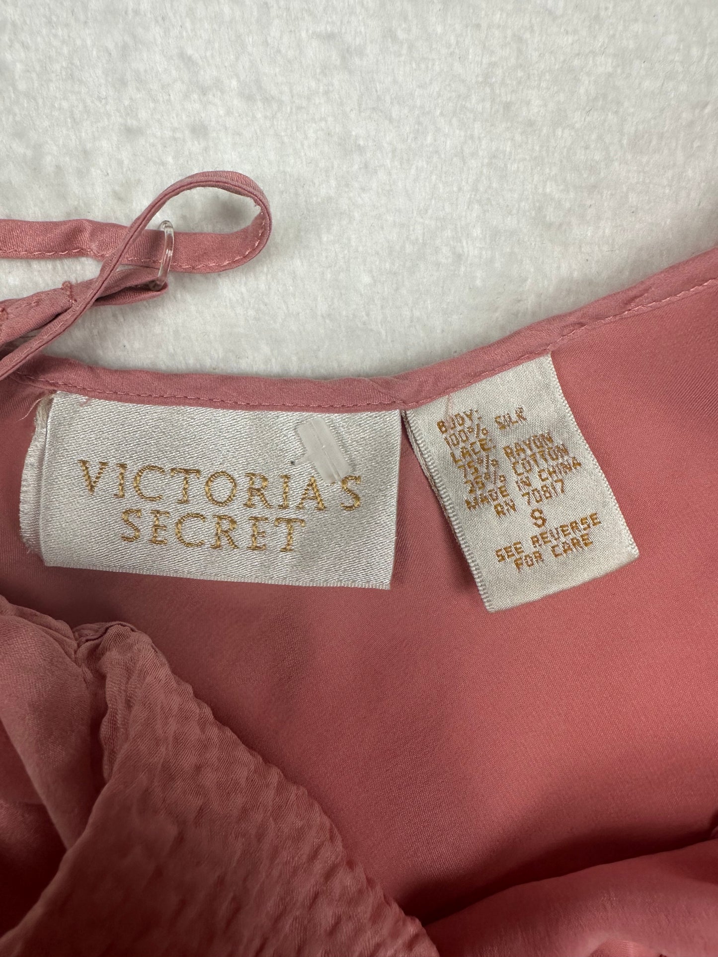 Rare Vintage Victoria’s Secret Gold Label Pink Silk Milkmaid Slip S