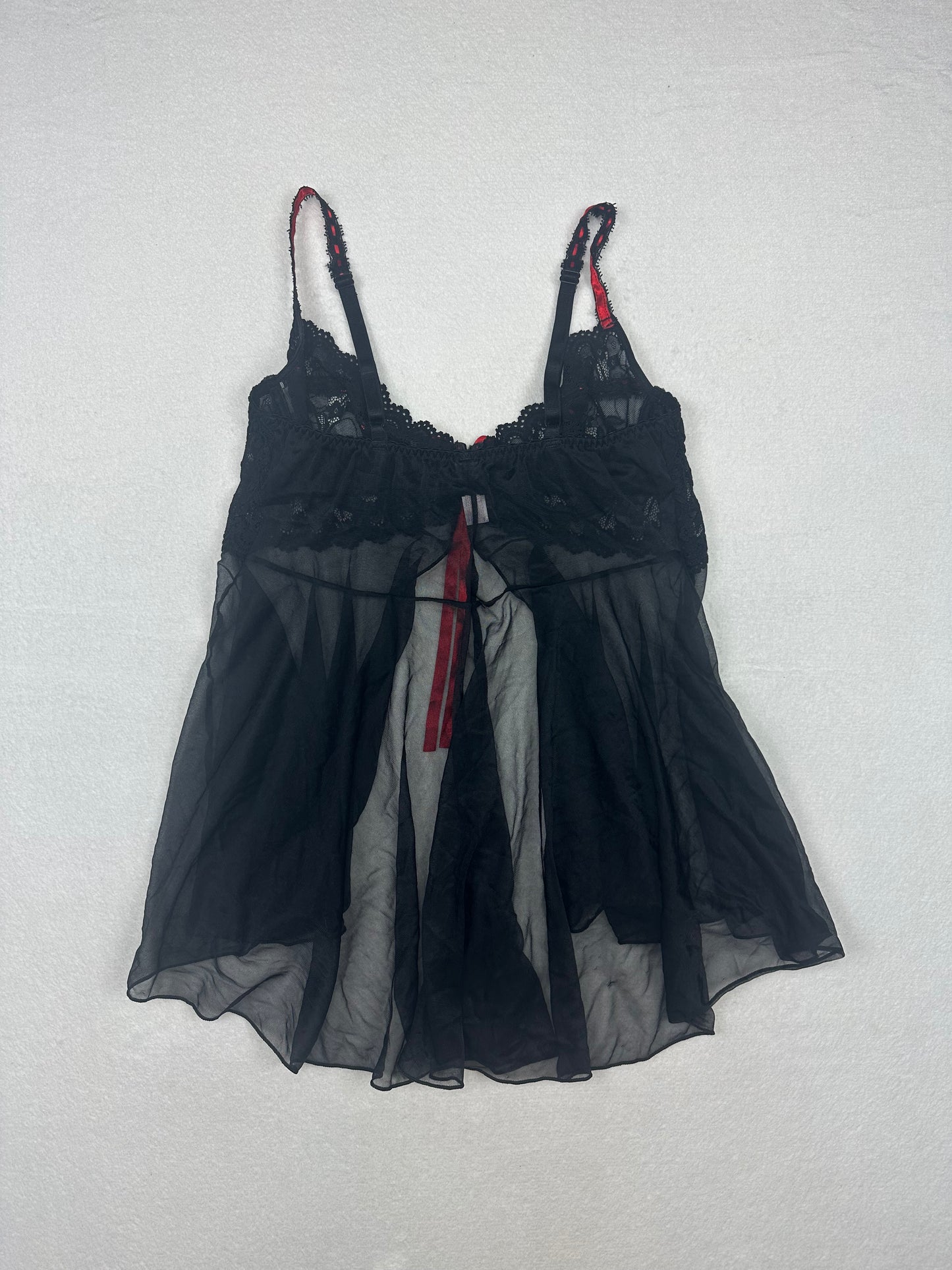 Black & Red Open Front Babydoll XL