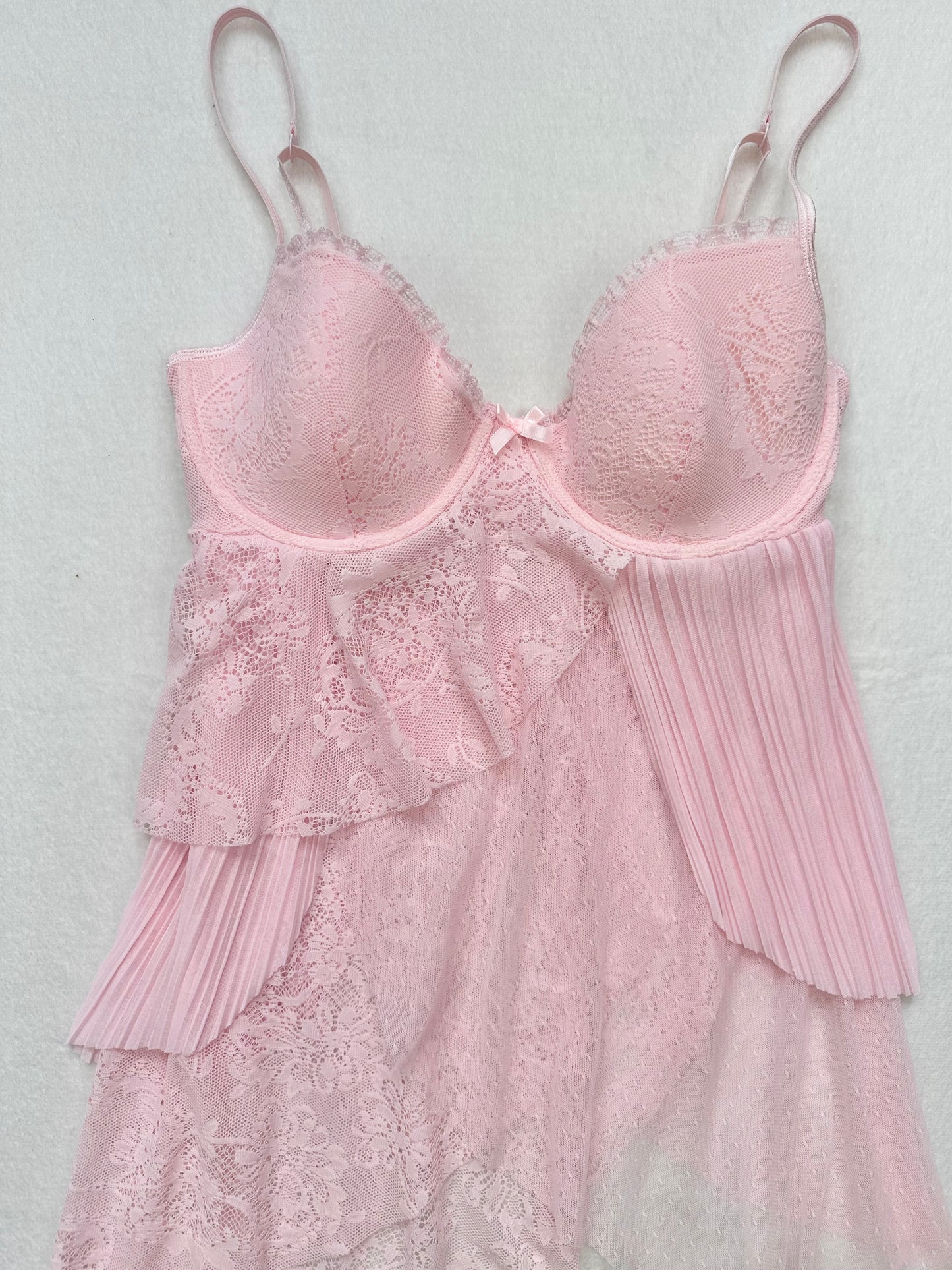 Victoria’s Secret Pink Sheer Lace Layered Babydoll 36B