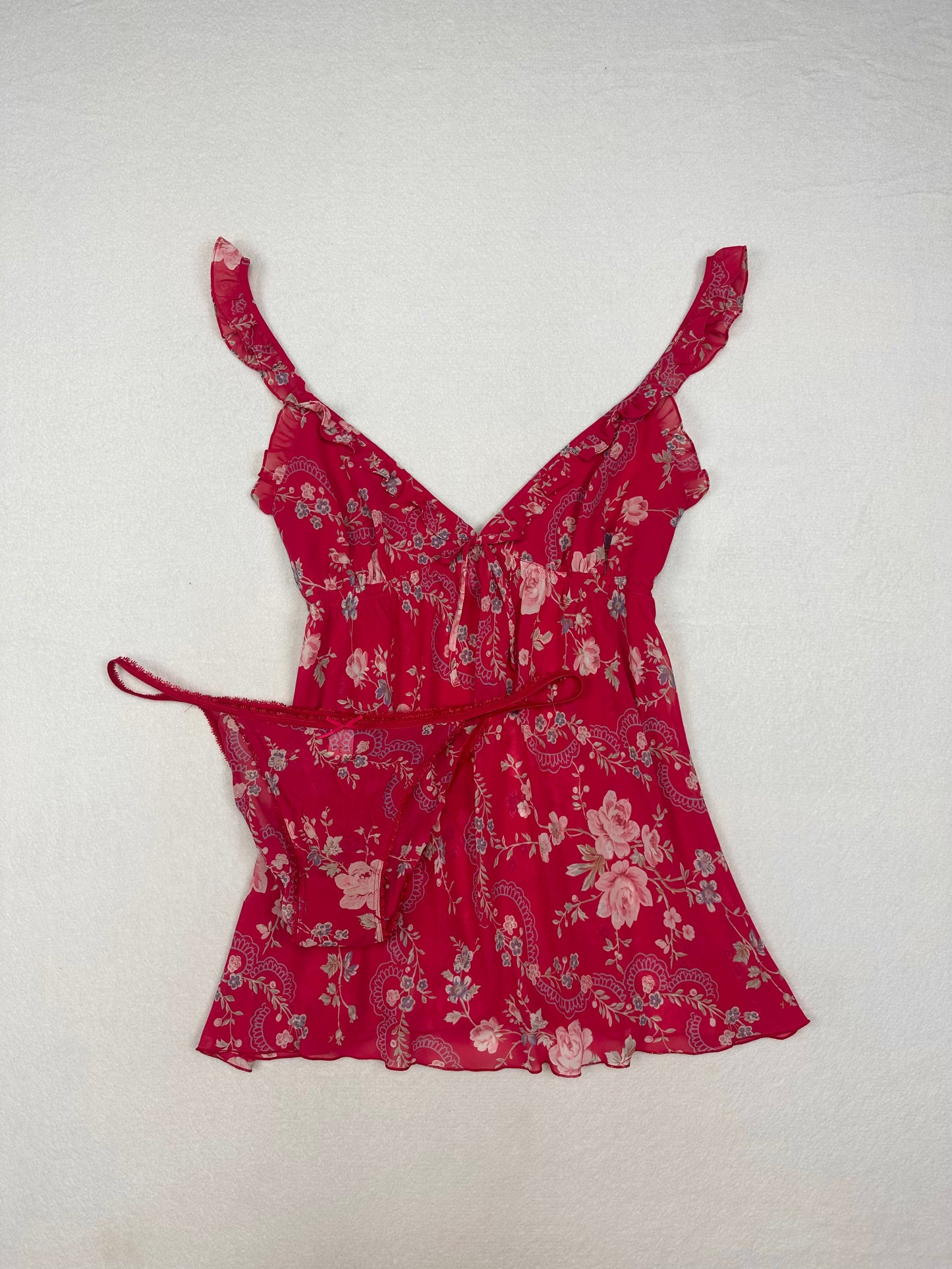 Victoria’s Secret Red Floral Babydoll Set