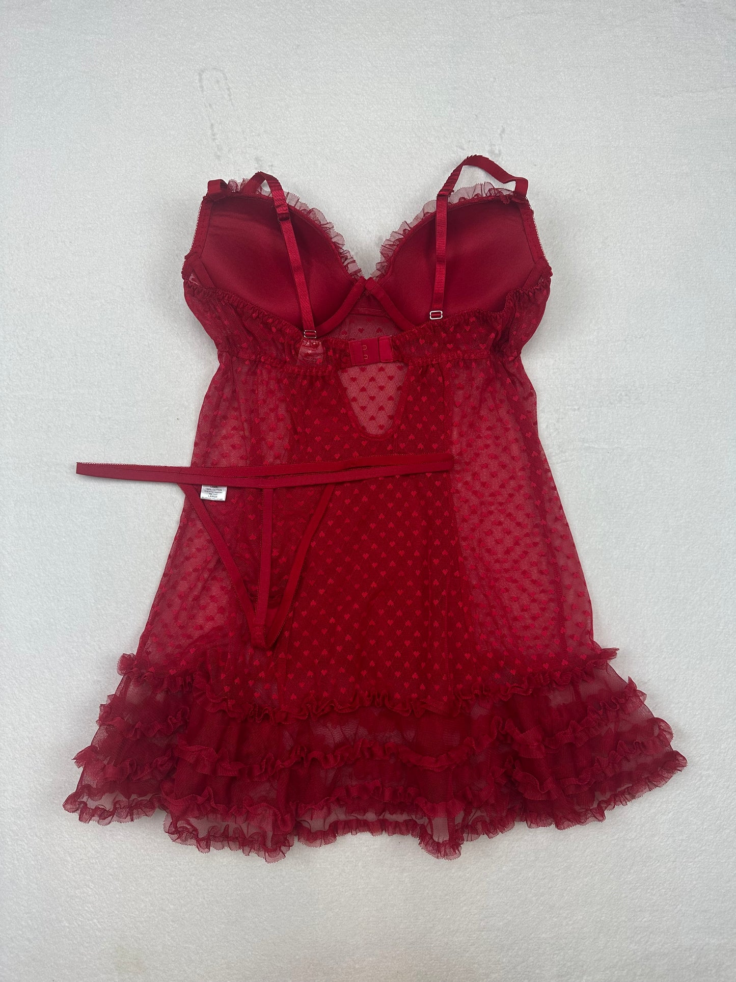 Cinema Etoile Red Heart Mesh Slip Set L