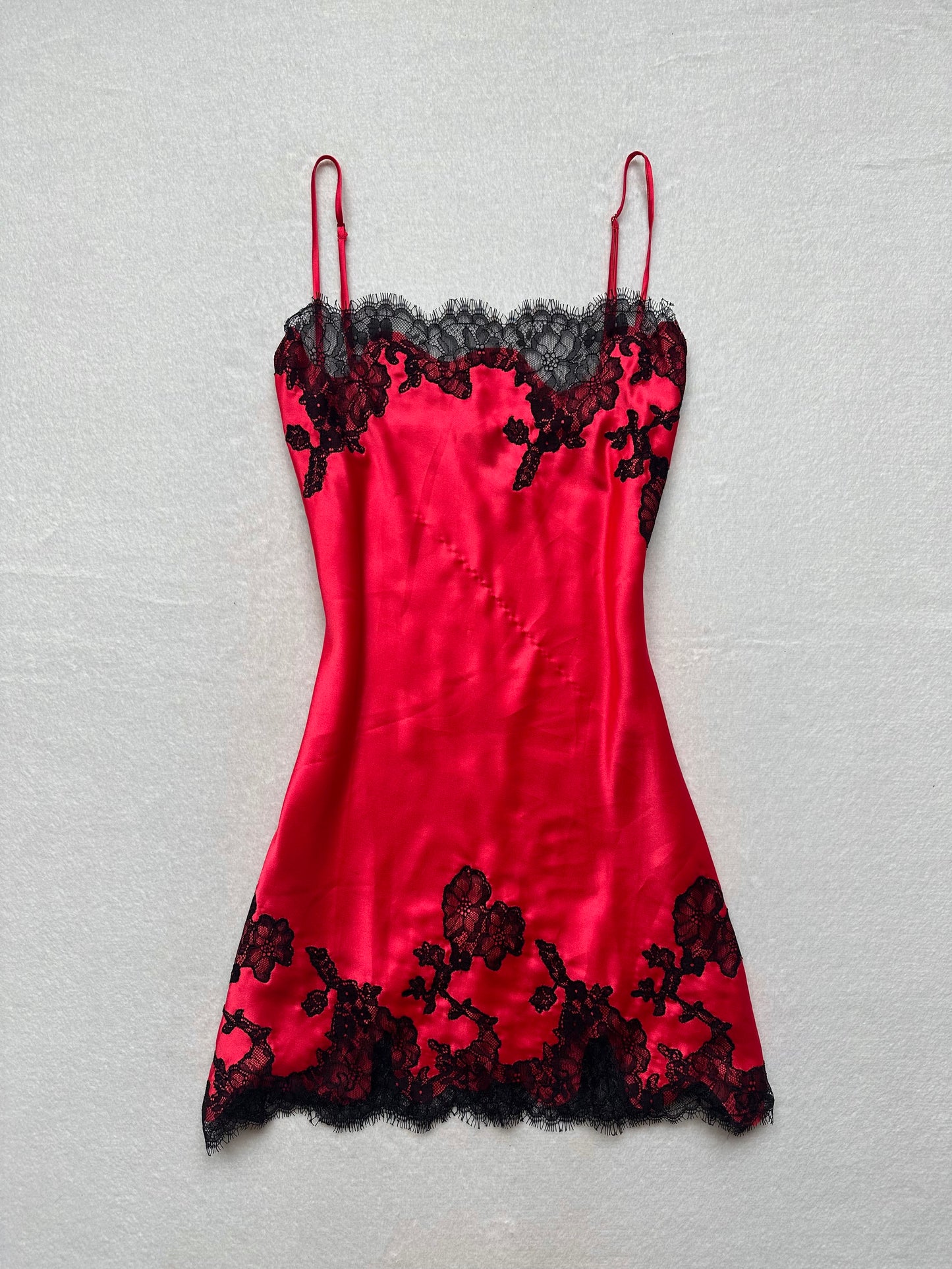 Victoria’s Secret Red & Black Lace Slip M
