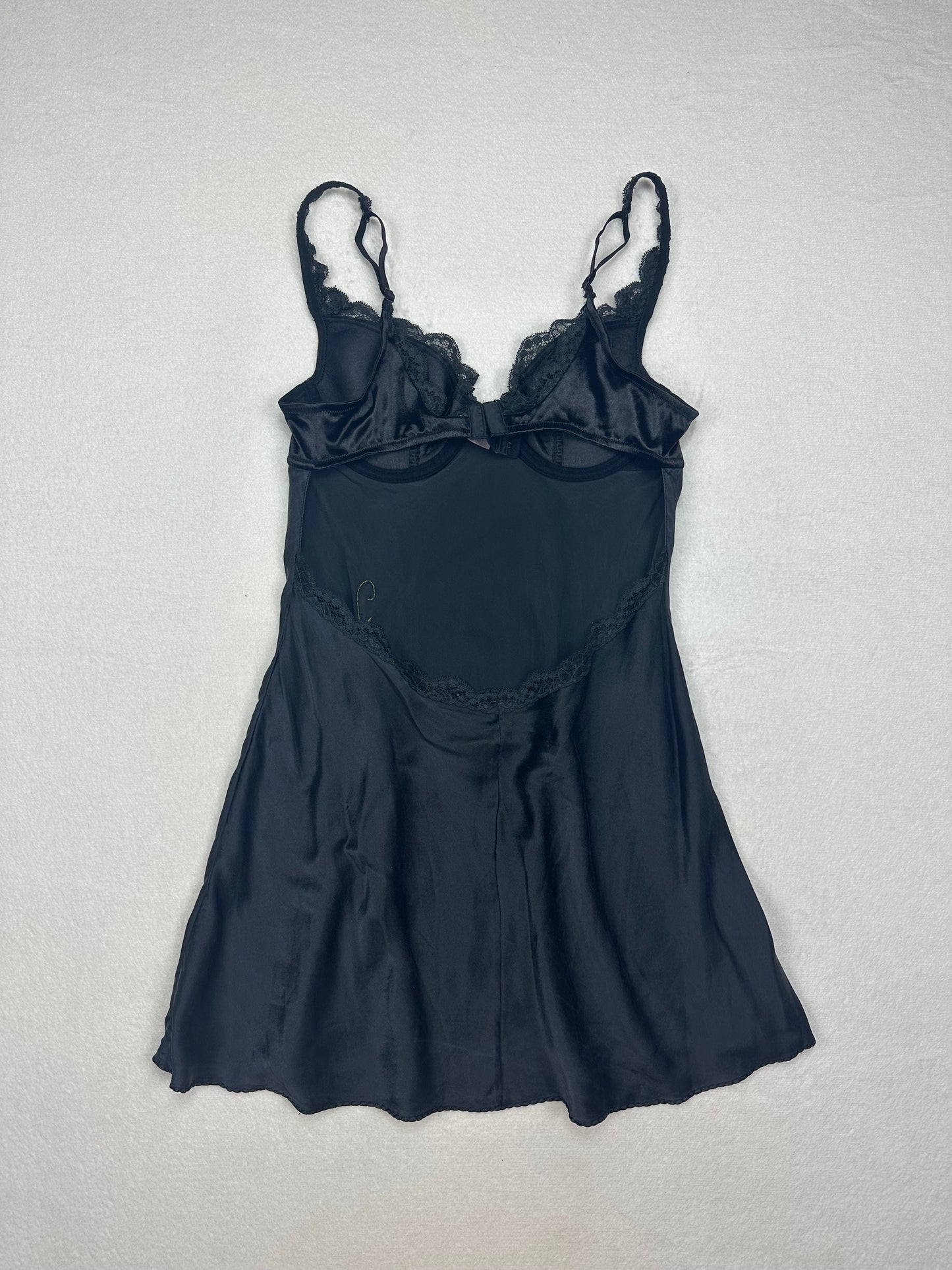 Rare Victoria’s Secret Black Rose Silk Slip 36B & 36C