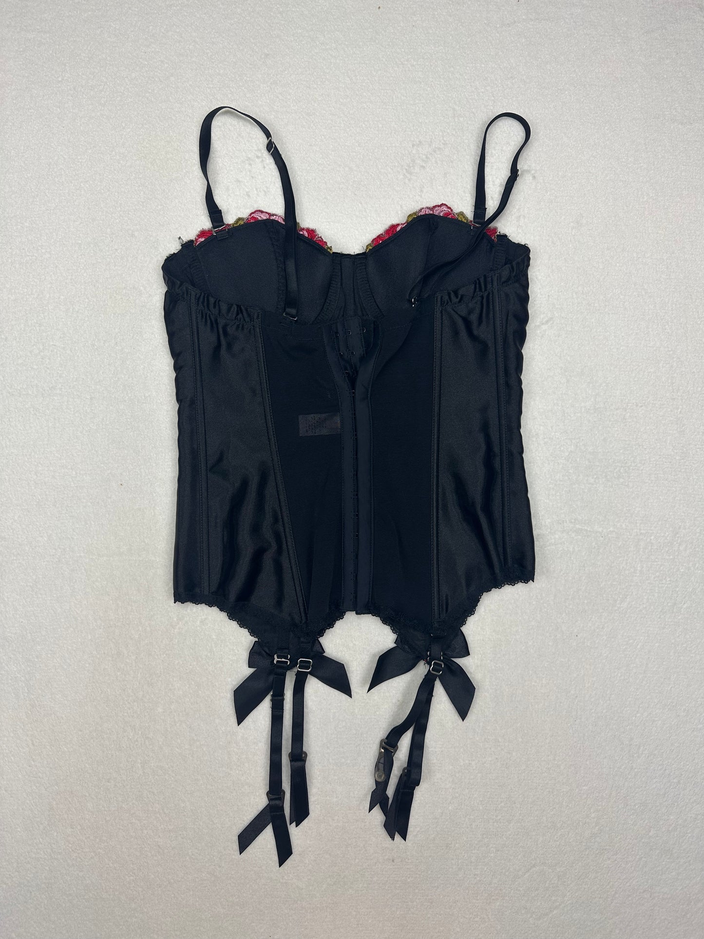 Frederick’s of Hollywood Black, Red & Pink Floral Bustier 34/S