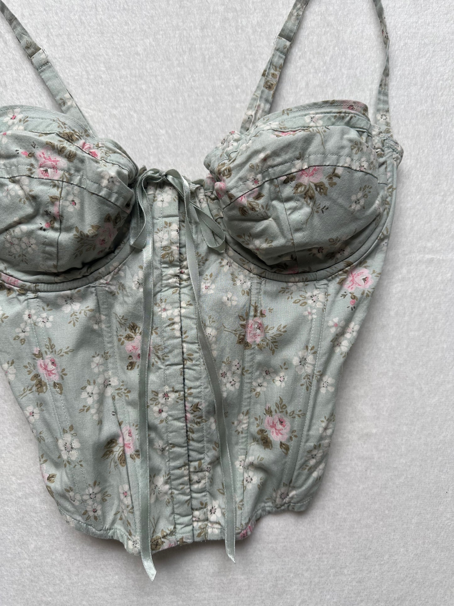 Rare Victoria’s Secret Green & Floral Corset M-L