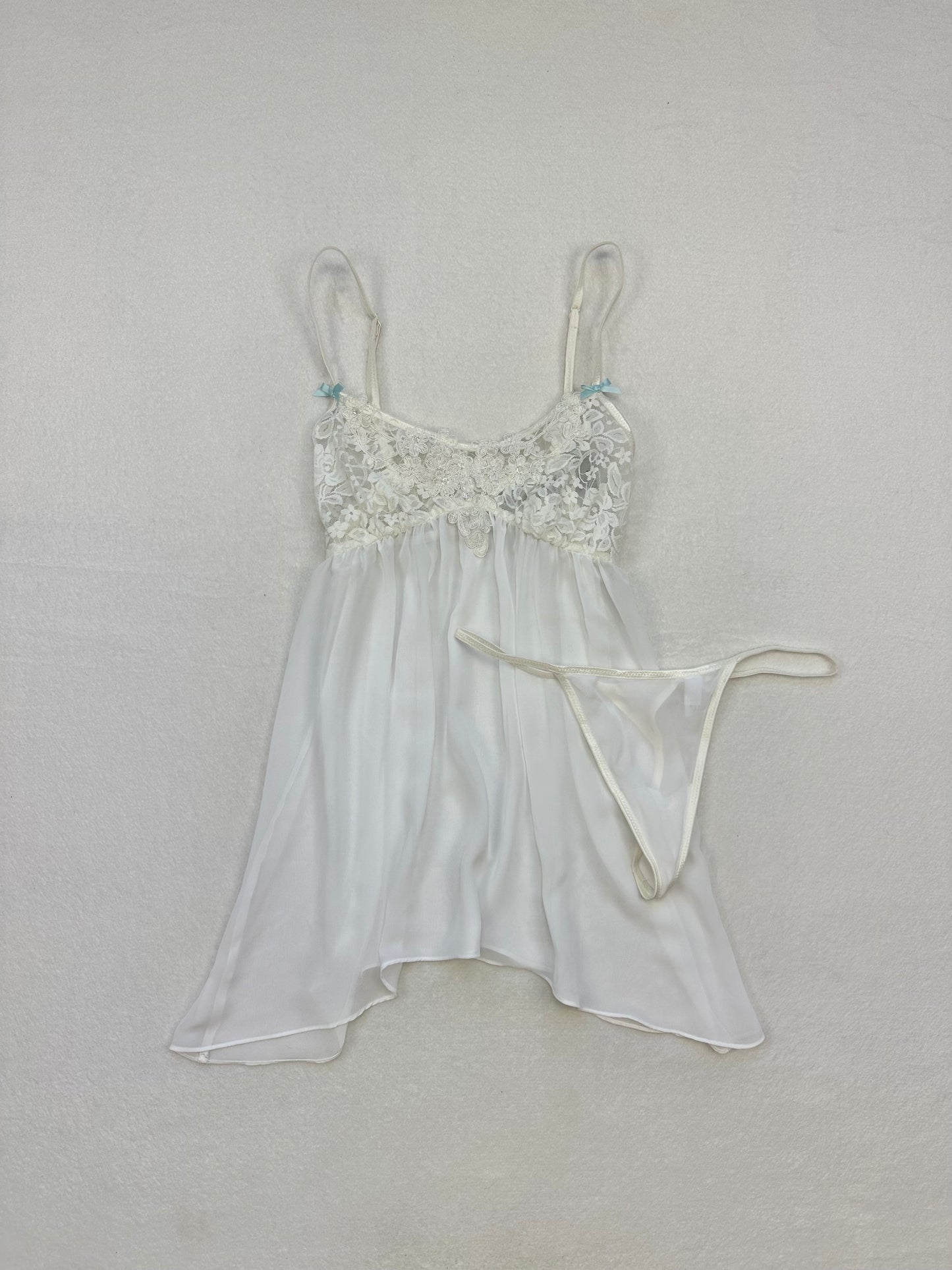 White Sheer Lace Babydoll L