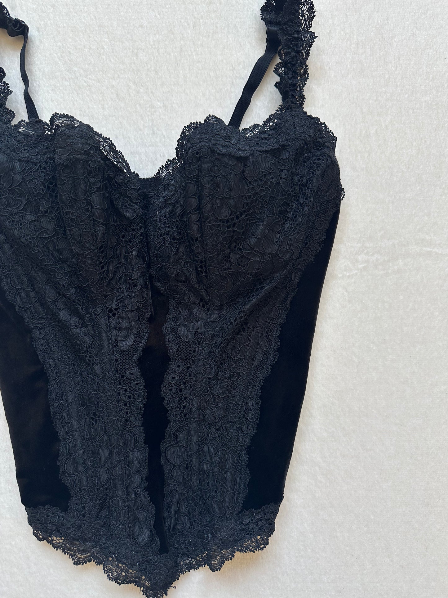 Rare Vintage 1998 Victoria’s Secret Black Lace Velour Bustier 34/XS