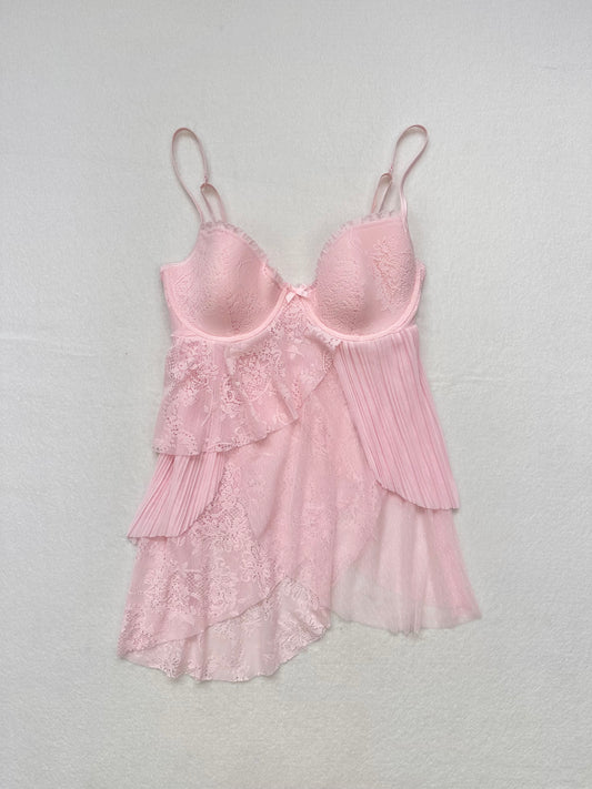 Victoria’s Secret Pink Sheer Lace Layered Babydoll 36B