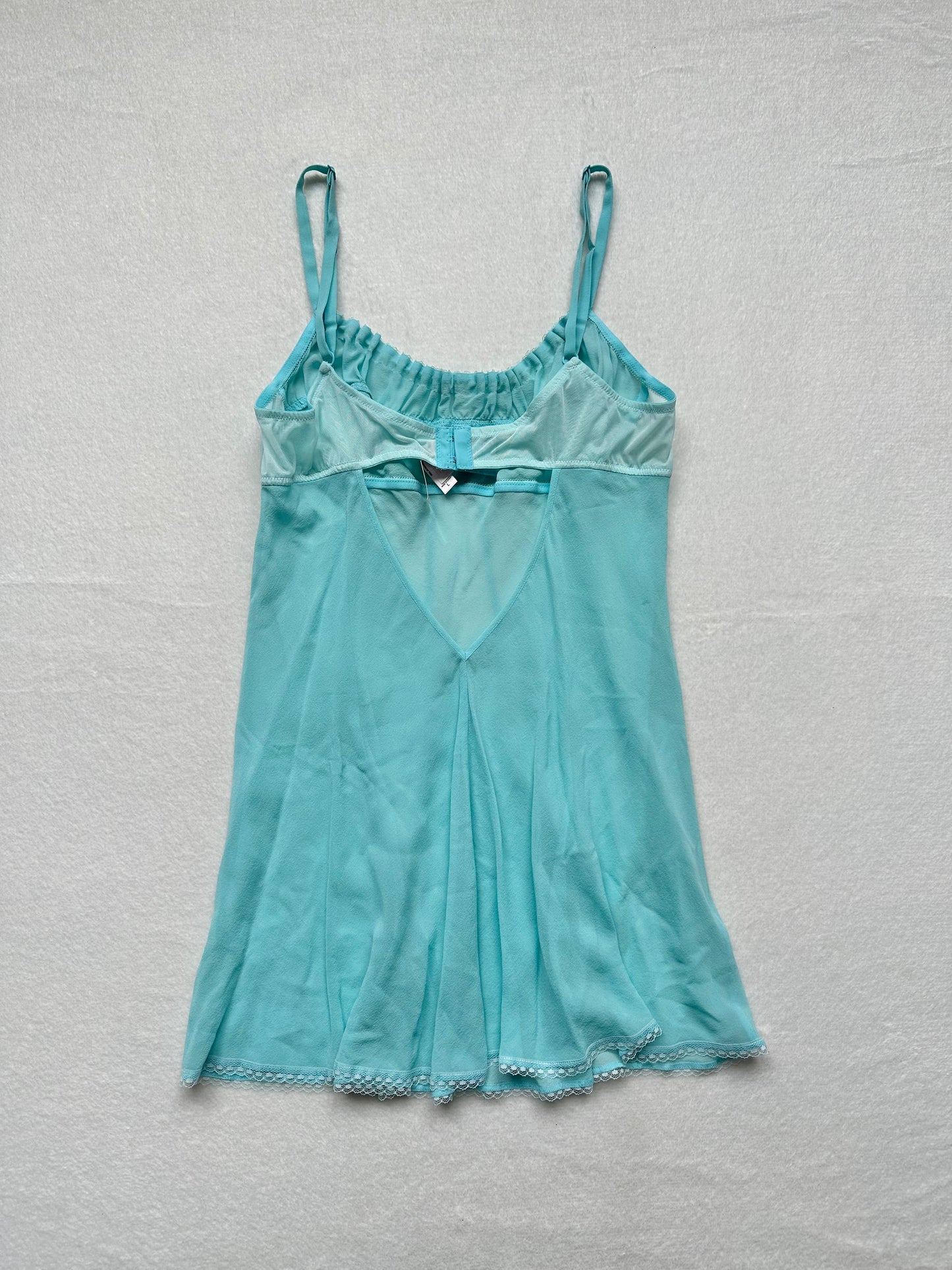 Victoria’s Secret Blue & White Silk Milkmaid Chemise L-M