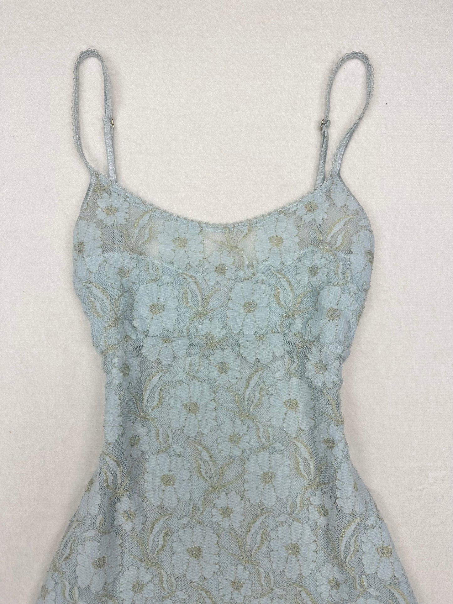 Victoria’s Secret Blue & Gold Floral Lace Slip M