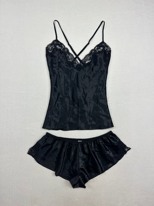 Frederick’s of Hollywood Black Cami Shorts Set M-L