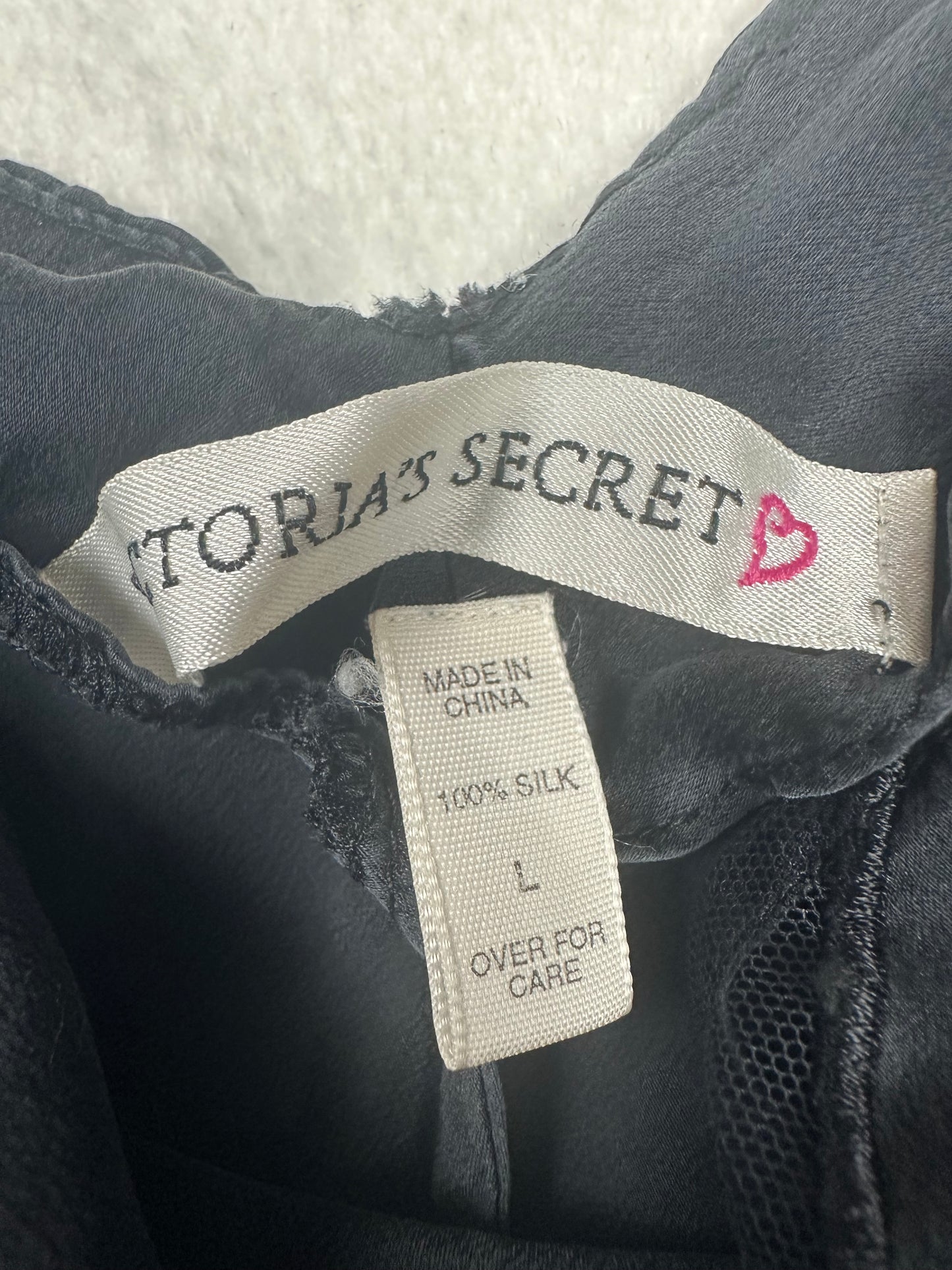 Vintage Victoria’s Secret Black Silk Heart Slip L