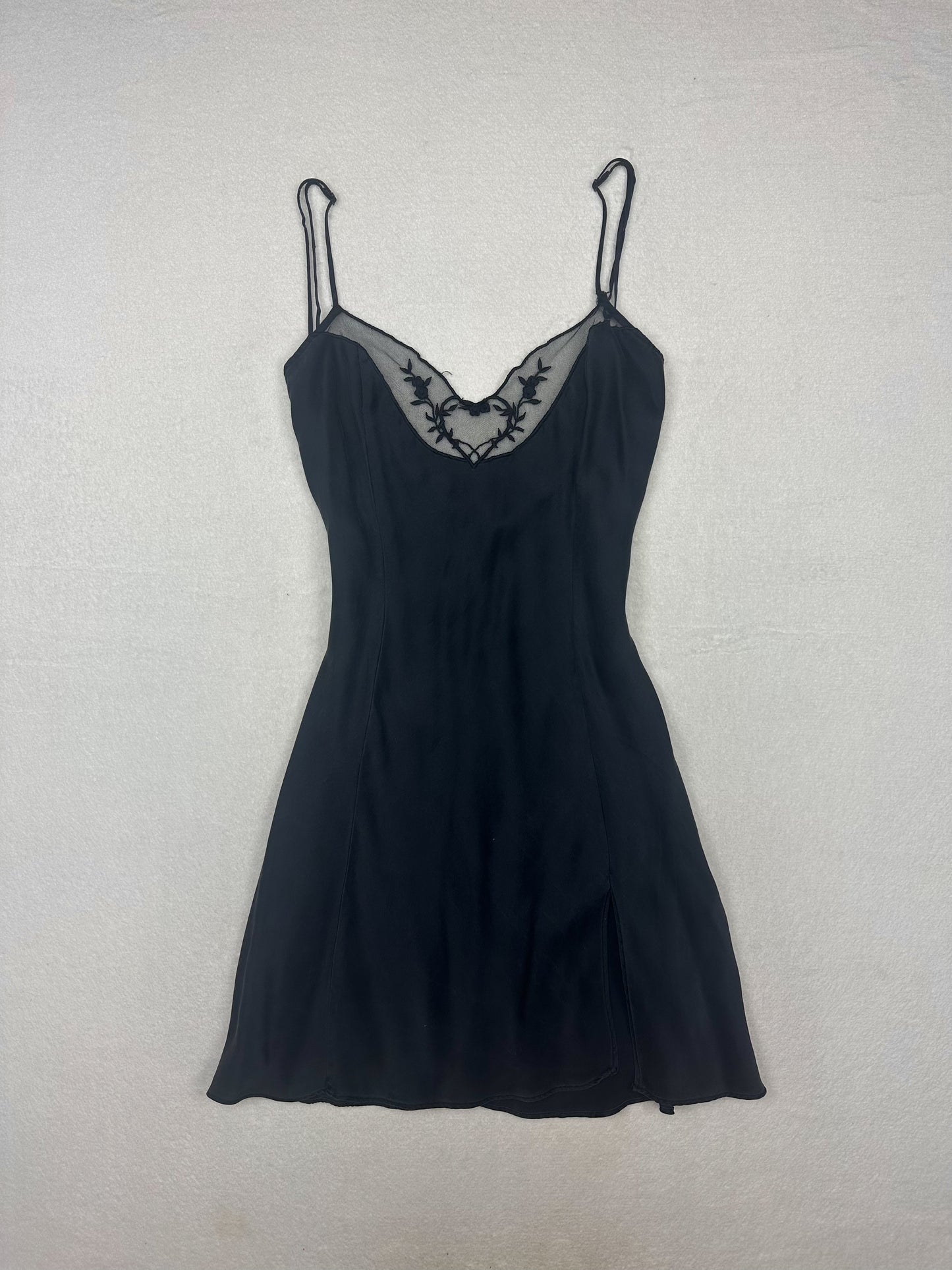 Vintage Victoria’s Secret Black Silk Heart Slip L