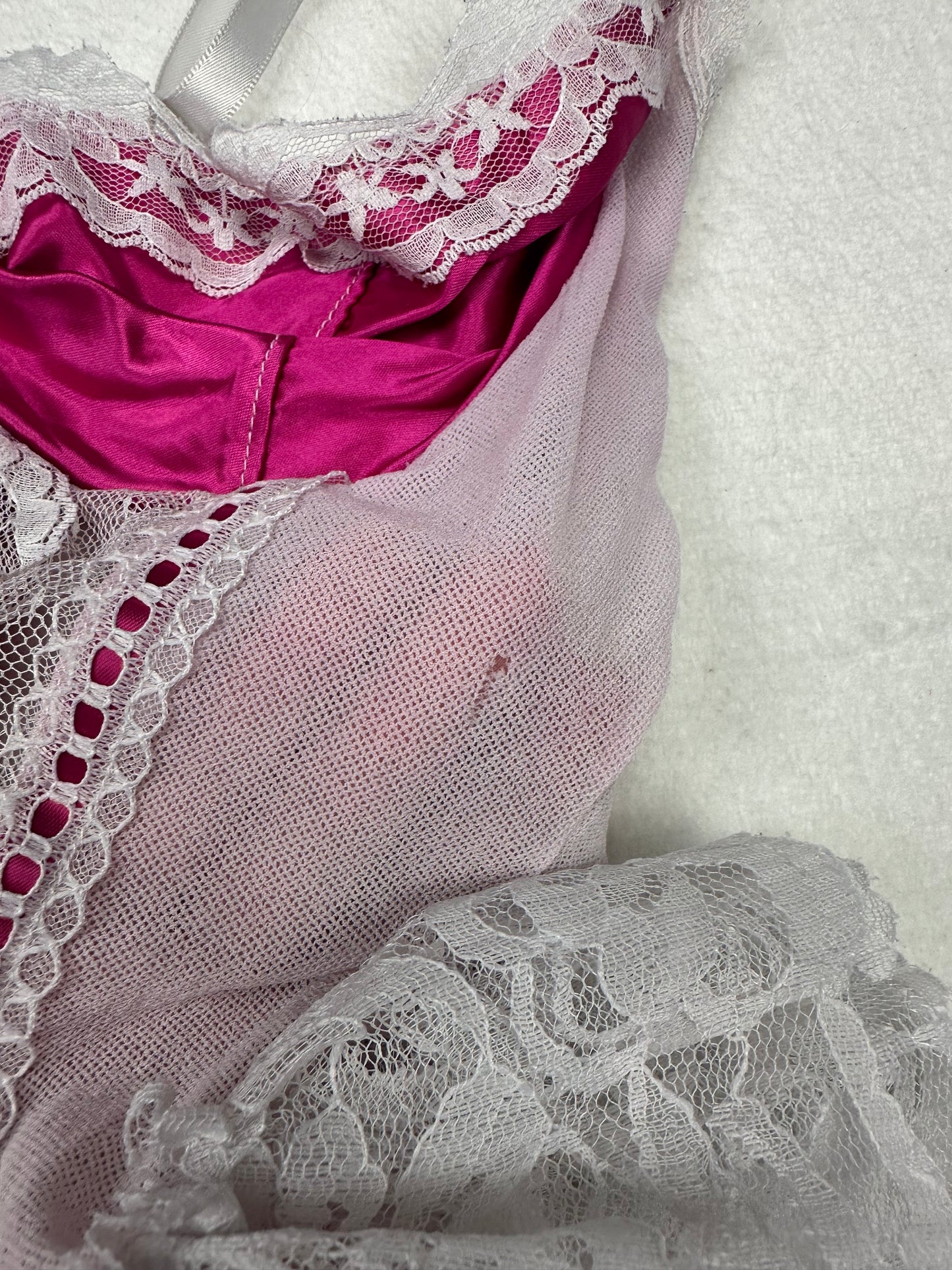Frederick’s of Hollywood White & Pink Top S