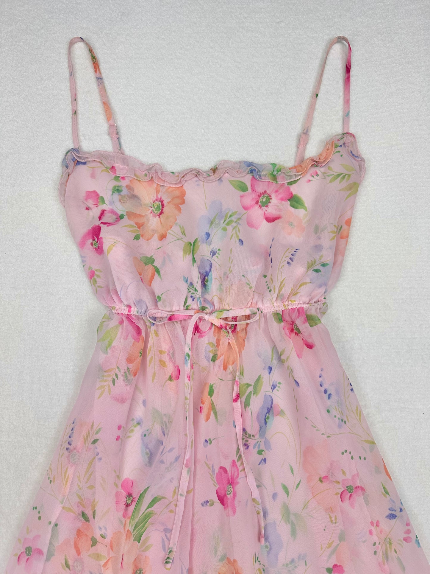 Vintage Victoria’s Secret Pink Floral Sheer Milkmaid Slip M