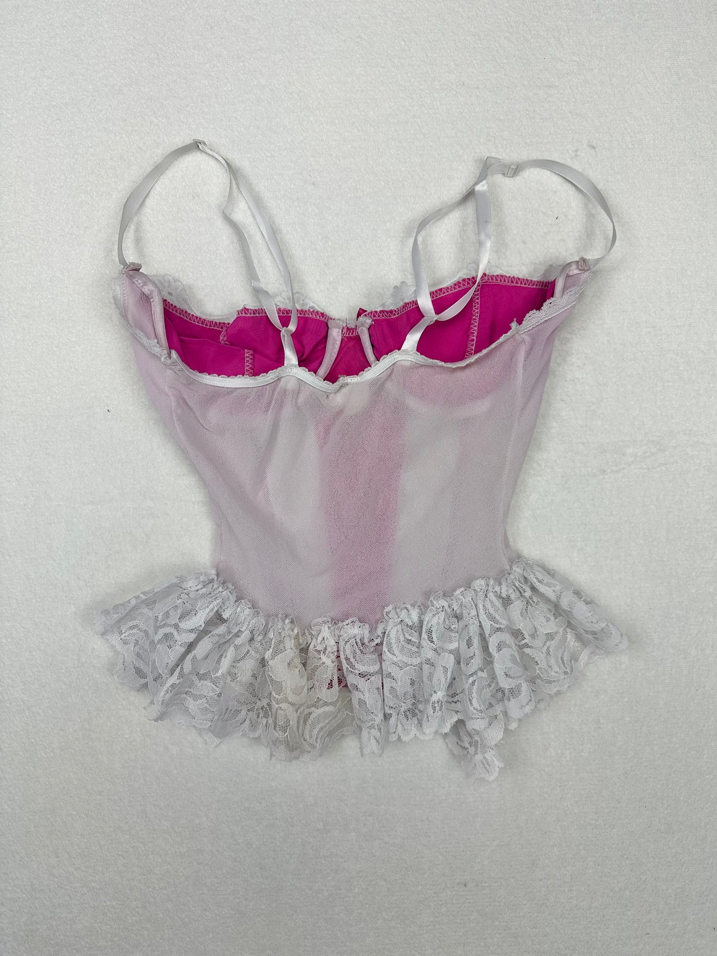 Frederick’s of Hollywood White & Pink Top S