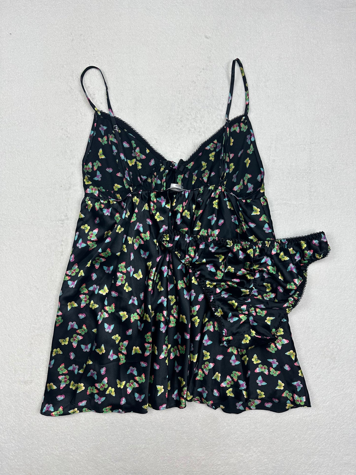 Victoria’s Secret Black Butterfly Open Front Slip Set S