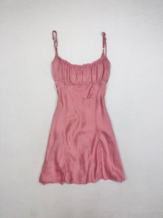 Rare Vintage Victoria’s Secret Gold Label Pink Silk Milkmaid Slip S