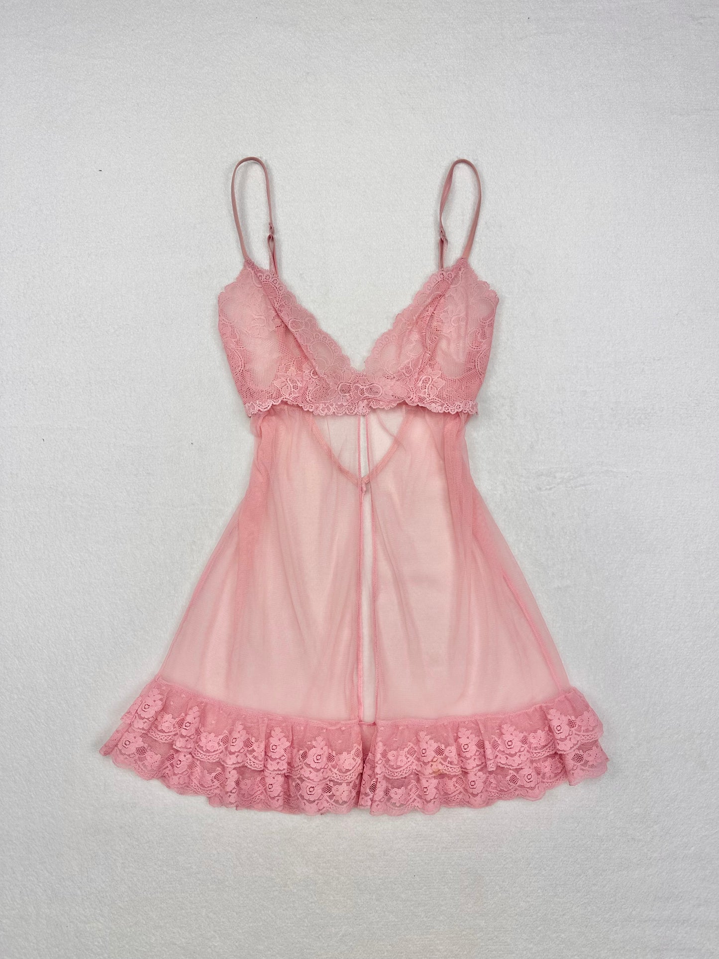 Victoria’s Secret Pink Sheer Lace Open Front Babydoll XS