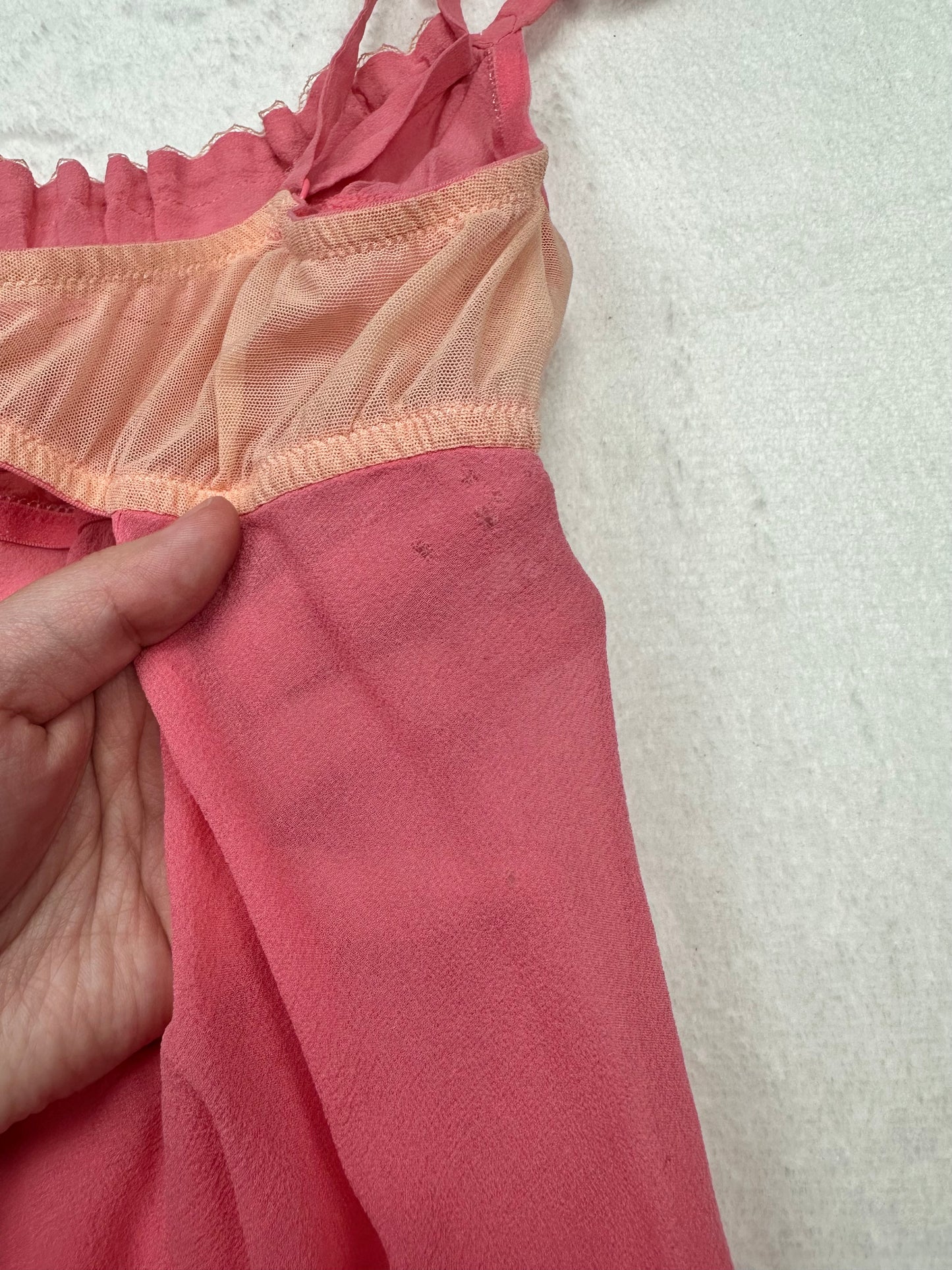 Victoria’s Secret Salmon Silk Milkmaid Chemise M-S