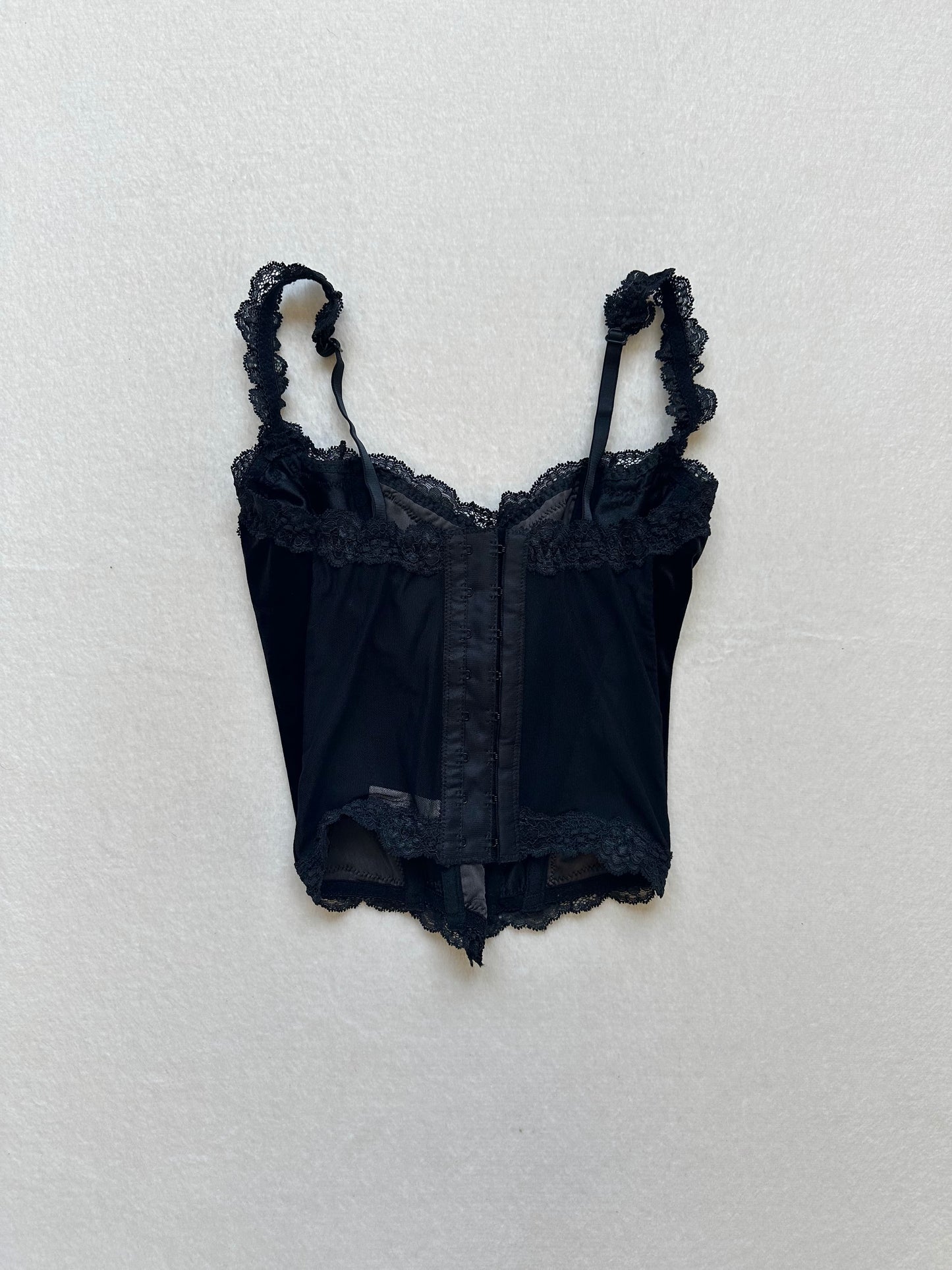 Rare Vintage 1998 Victoria’s Secret Black Lace Velour Bustier 34/XS