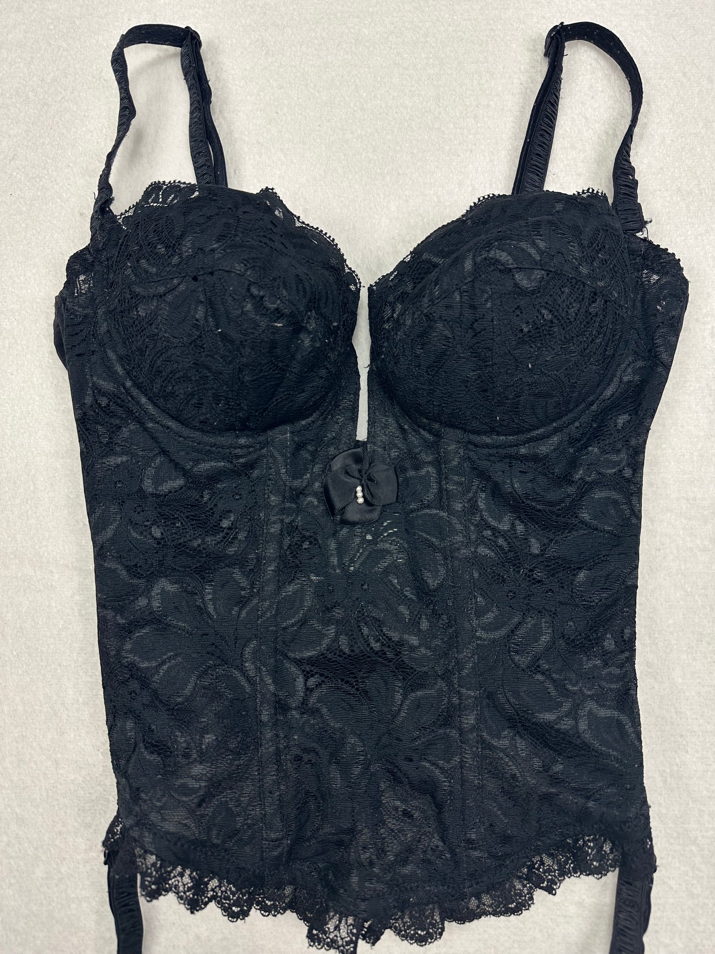 Vintage Black Lace Bustier 32B