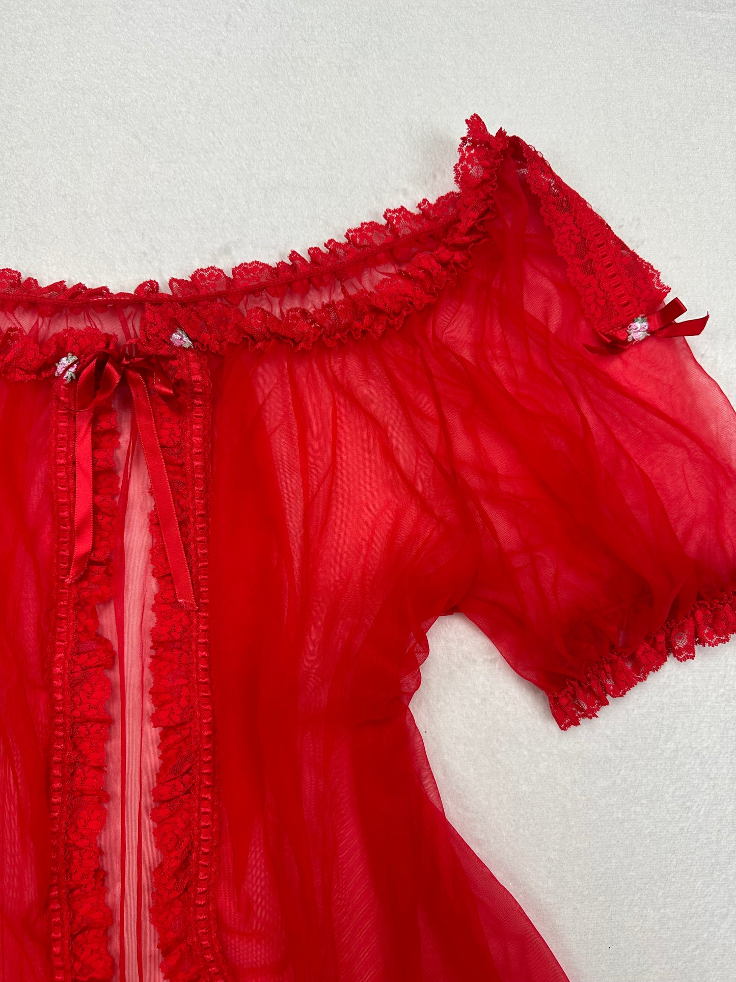 Vintage Peignoir Red Robe L-XL