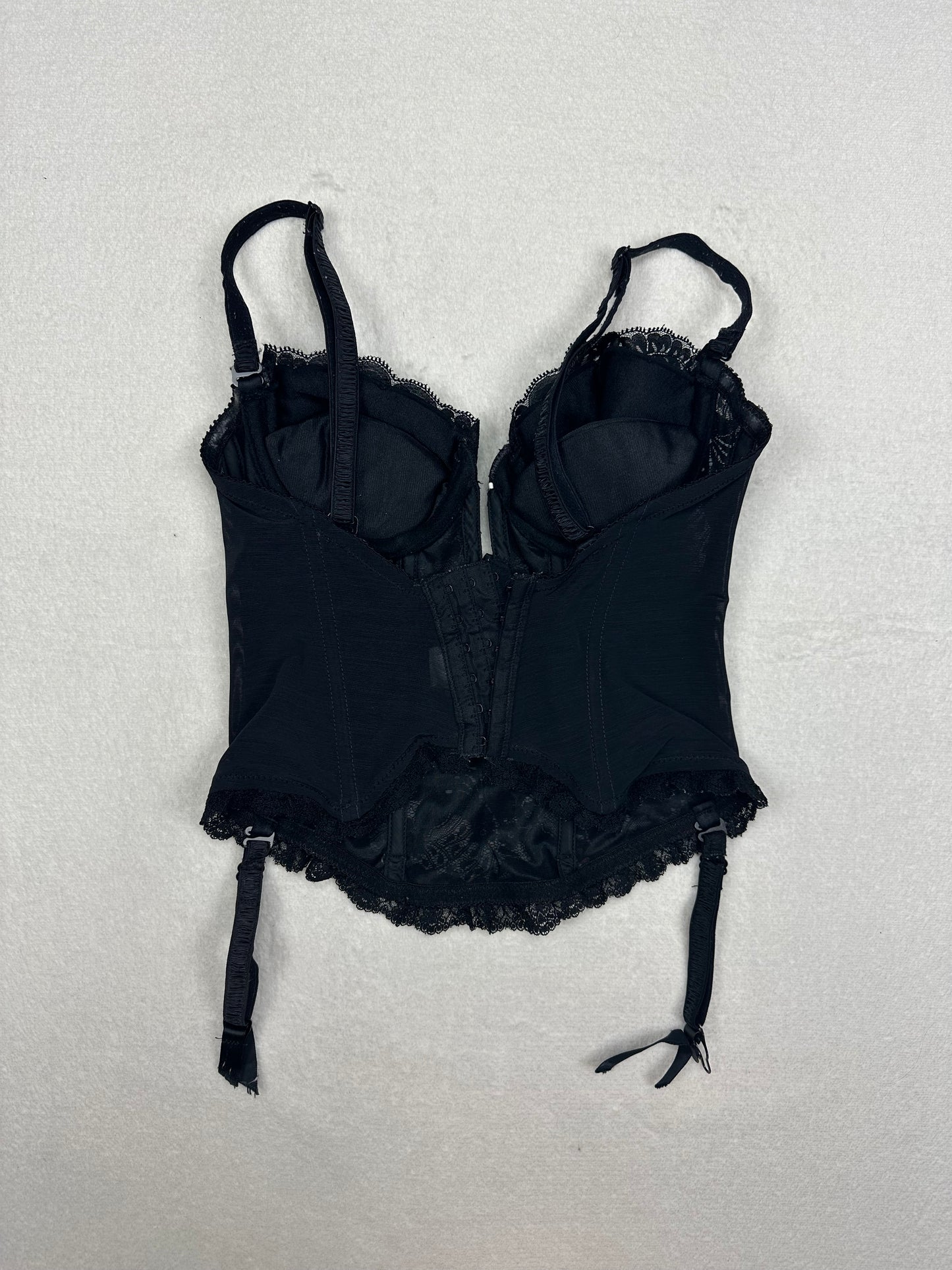 Vintage Black Lace Bustier 32B