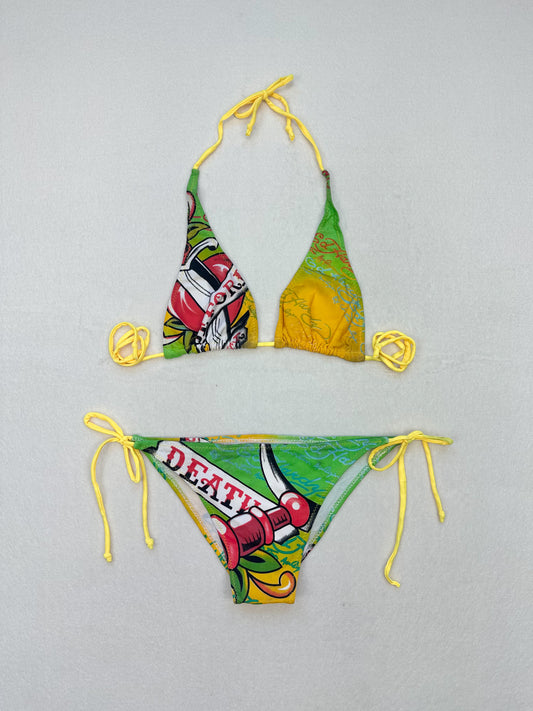 Ed Hardy Green & Yellow Bikini Set