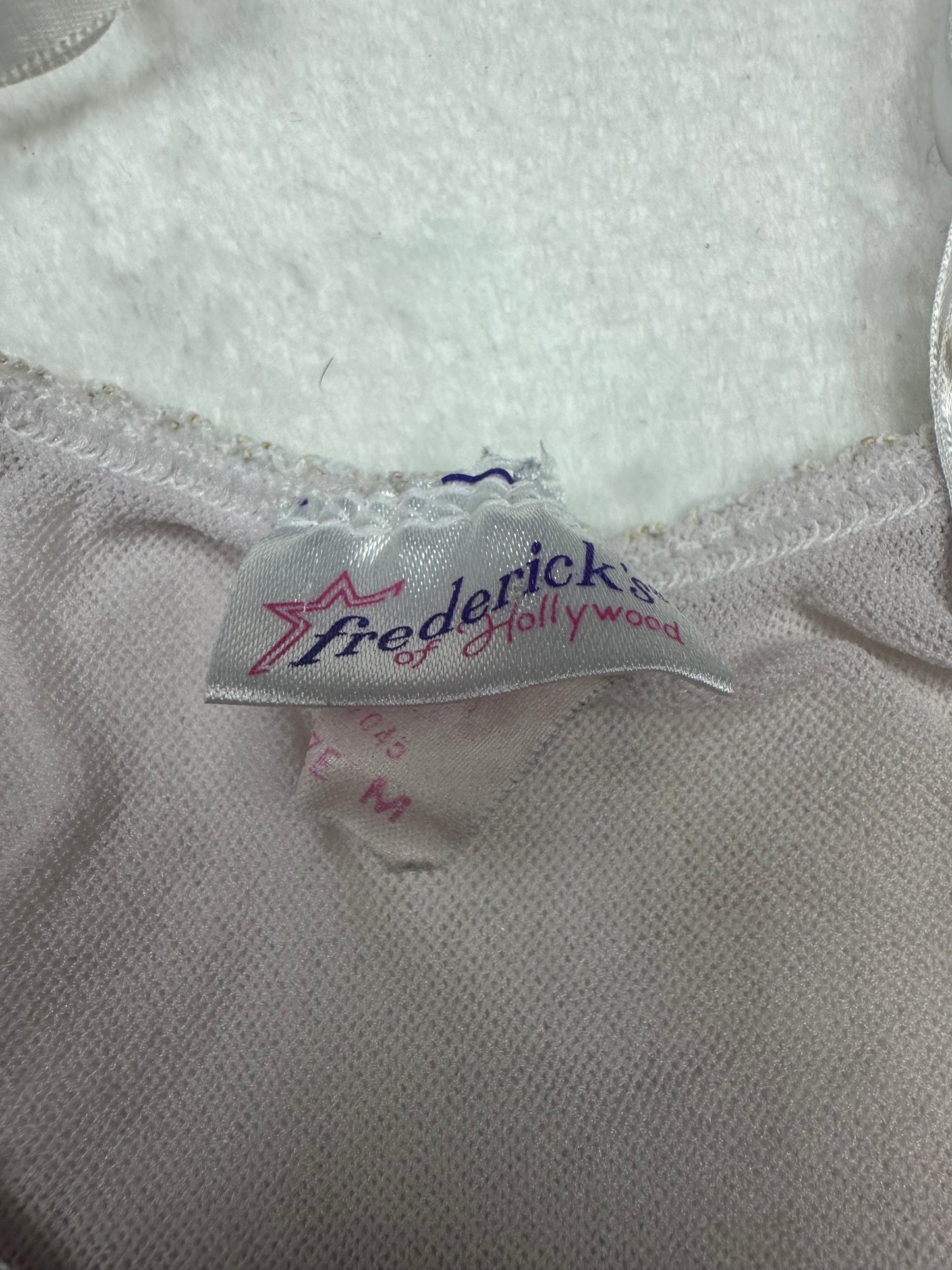 Frederick’s of Hollywood White & Pink Top S