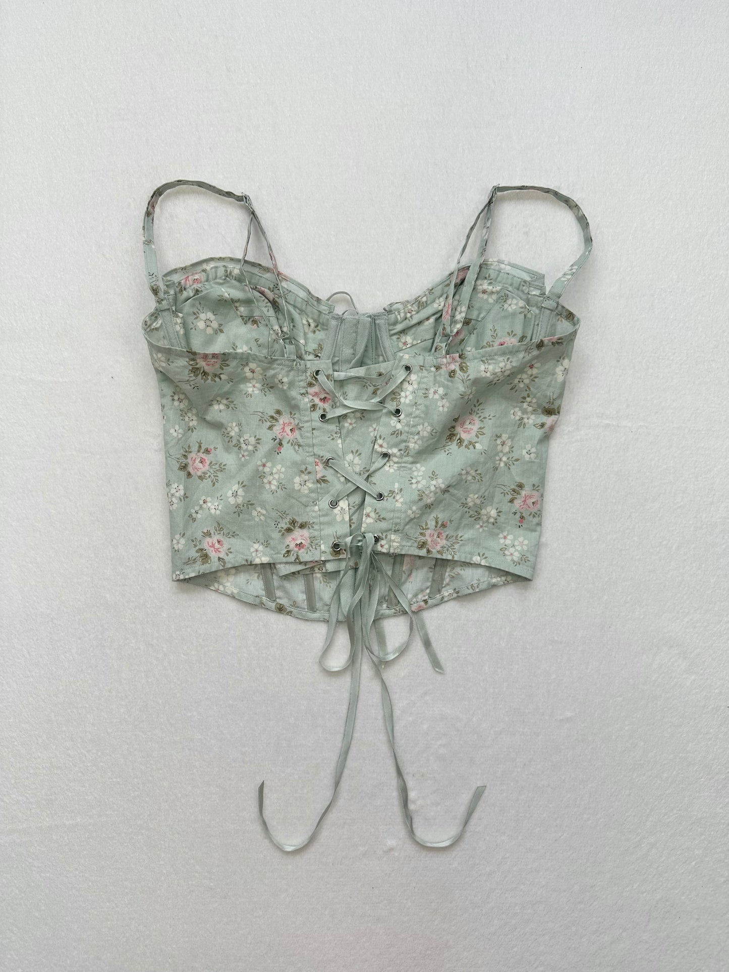 Rare Victoria’s Secret Green Floral Corset S