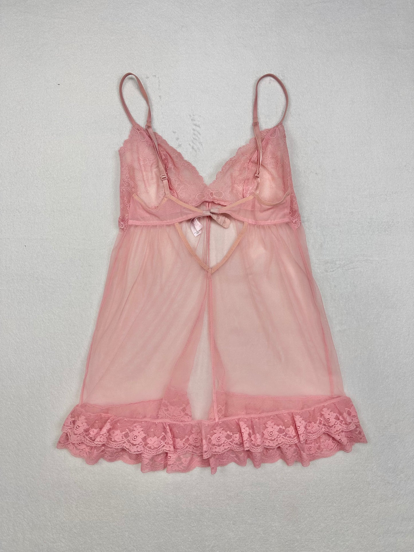 Victoria’s Secret Pink Sheer Lace Open Front Babydoll XS