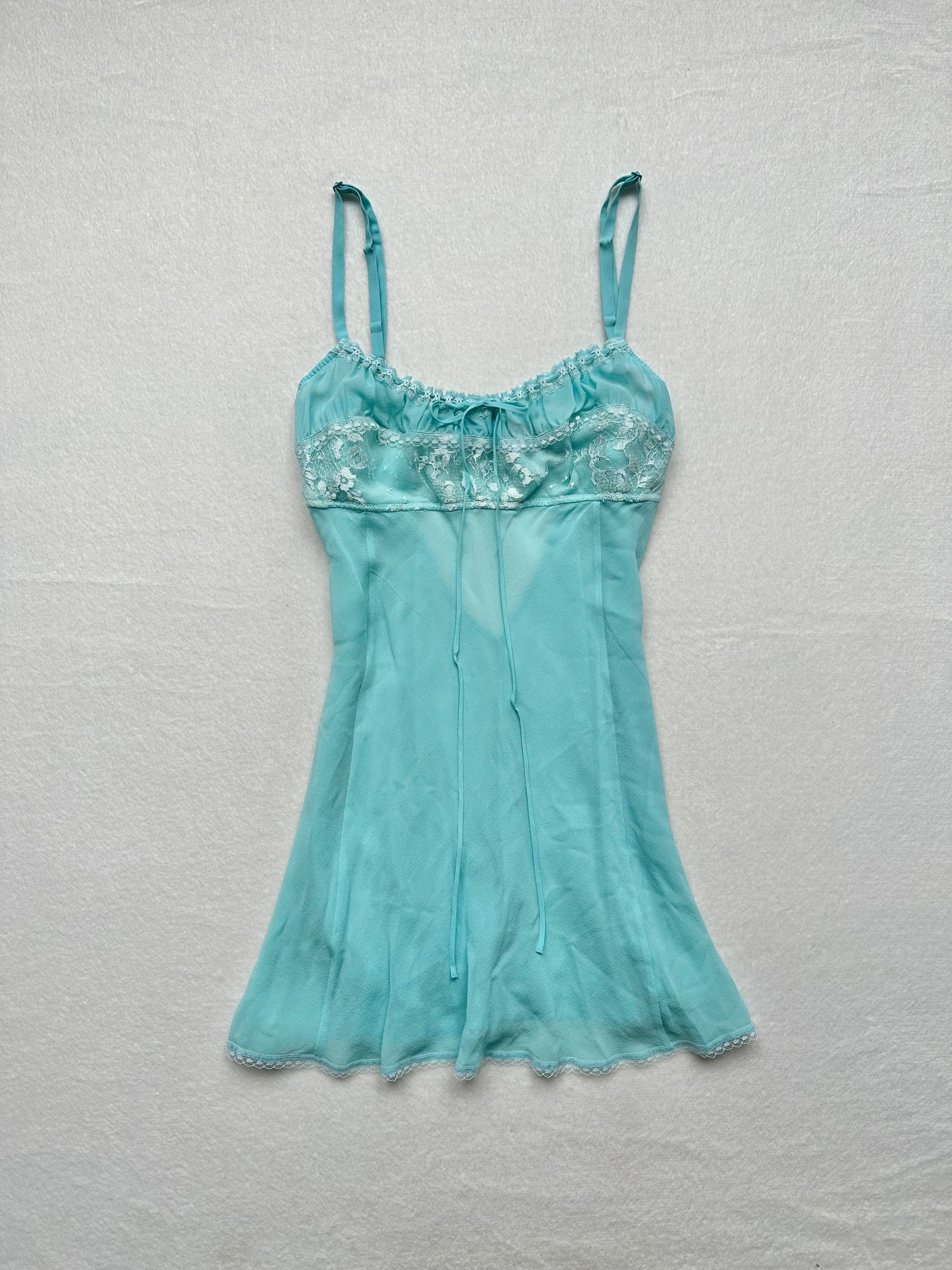 Victoria’s Secret Blue & White Silk Milkmaid Chemise L-M