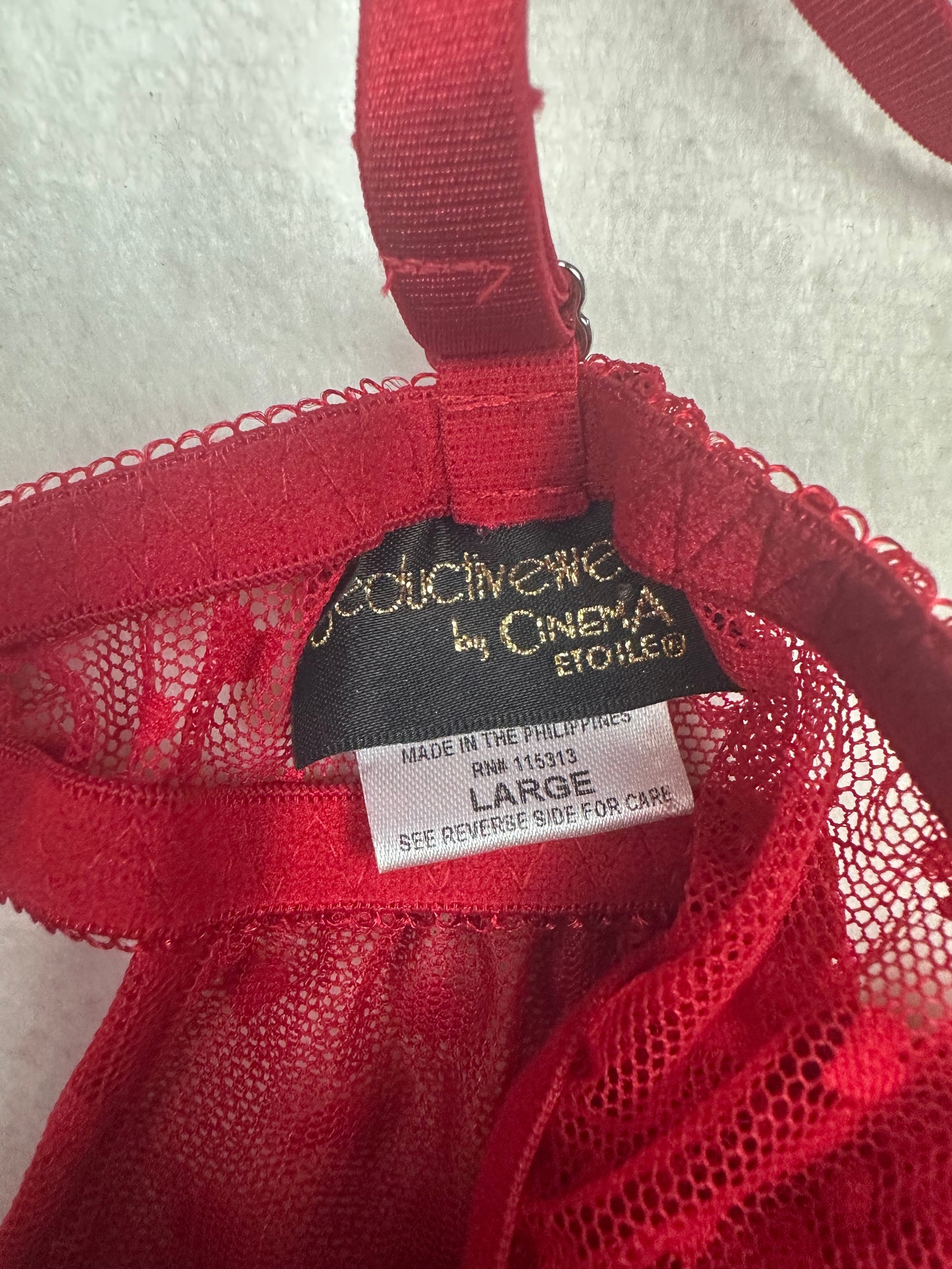 Cinema Etoile Red Heart Mesh Slip Set L