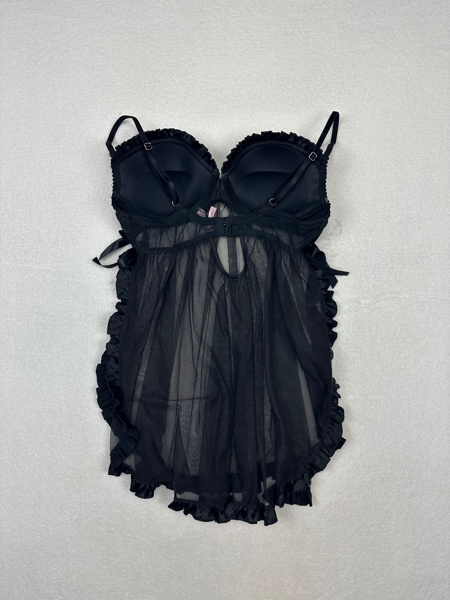 Victoria’s Secret Black Sequin Open Sided Babydoll 36B
