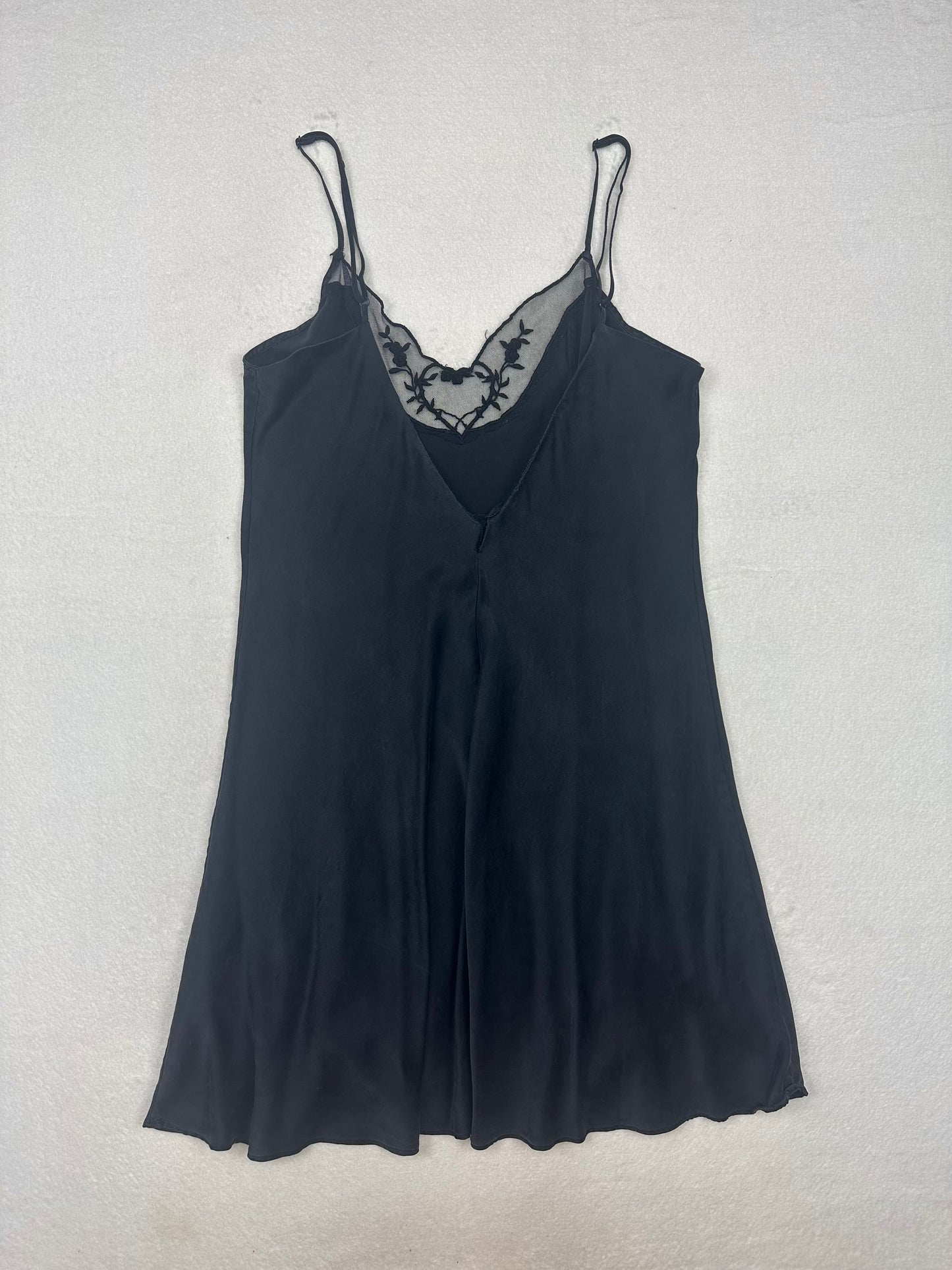 Vintage Victoria’s Secret Black Silk Heart Slip L