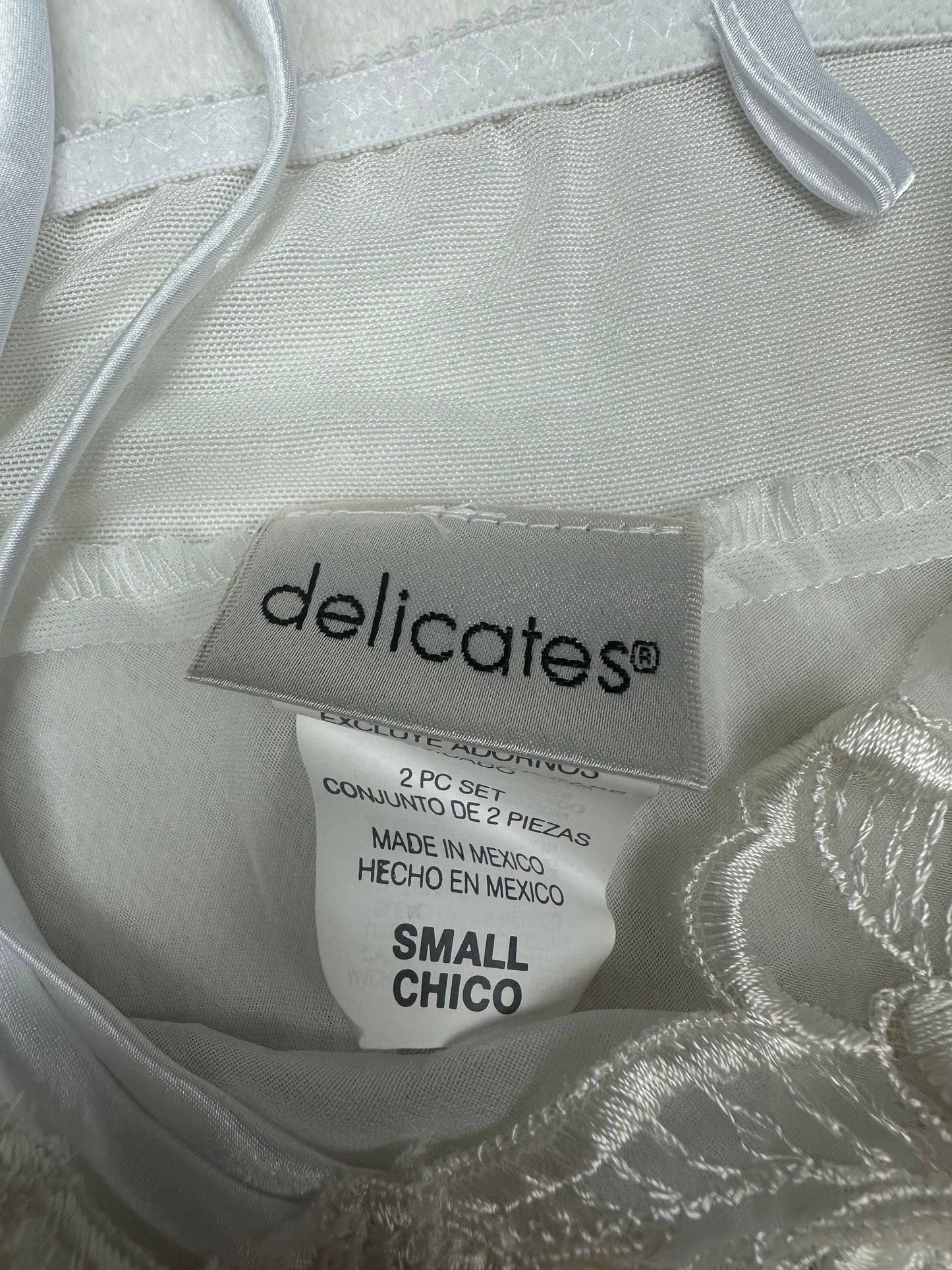 Vintage Delicates White Floral Embroidered Sheer Slip M