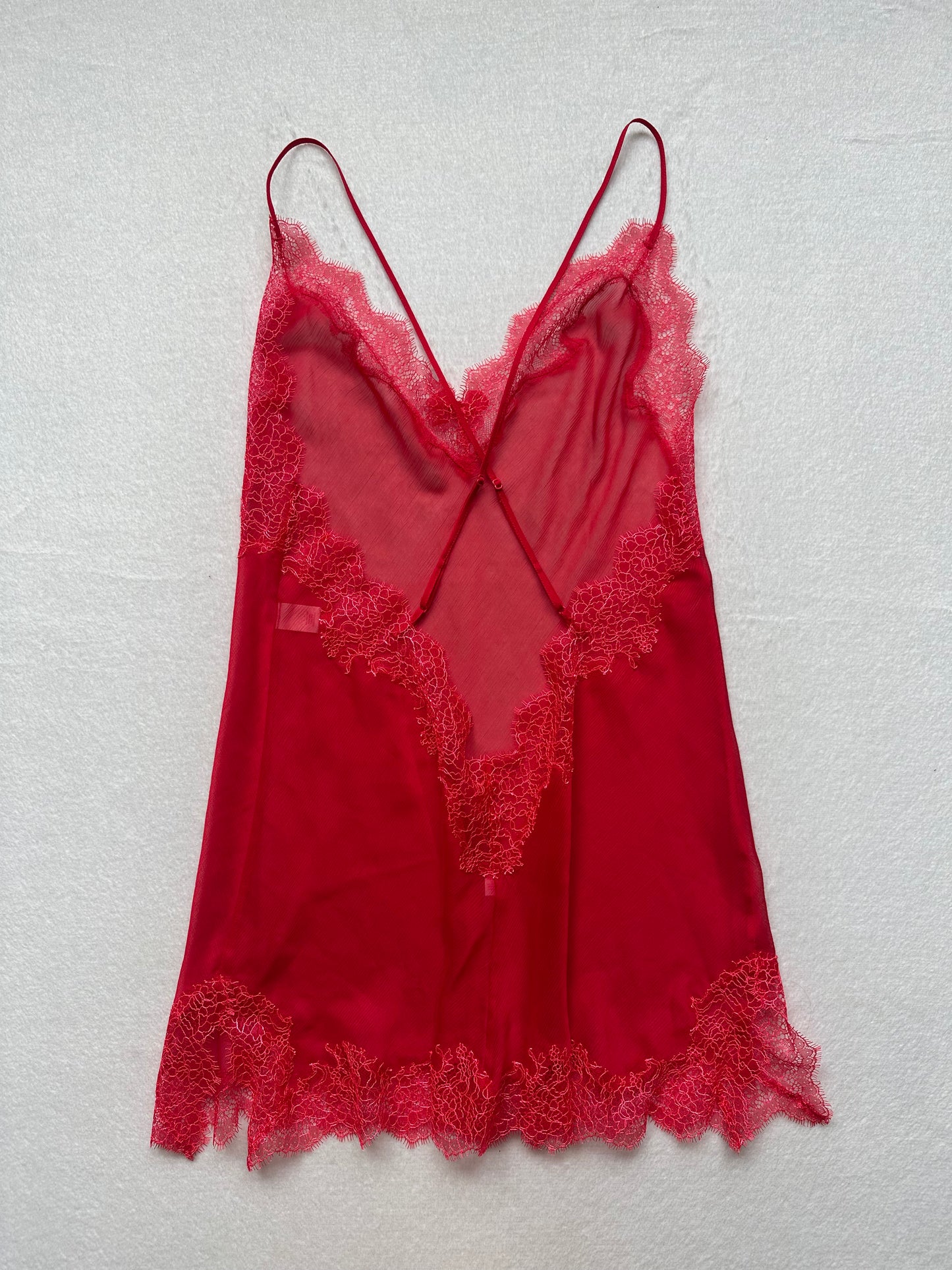 Victoria’s Secret Red Sheer Lace Slip L