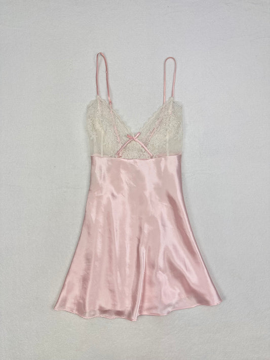 Vintage Delicates Pink & Cream Lace Babydoll M-S