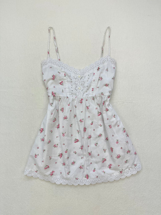 Victoria’s Secret White & Pink Floral Cottage Babydoll XS-S
