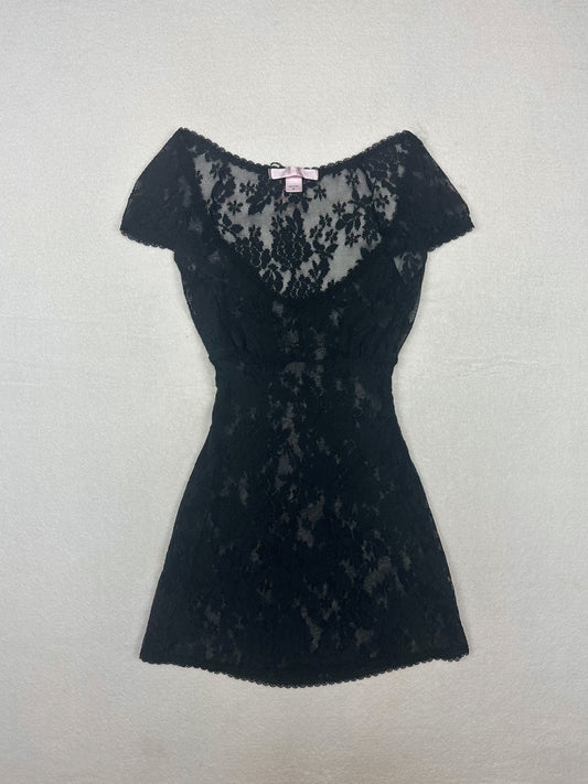 Victoria’s Secret Black All Lace Milkmaid Slip S