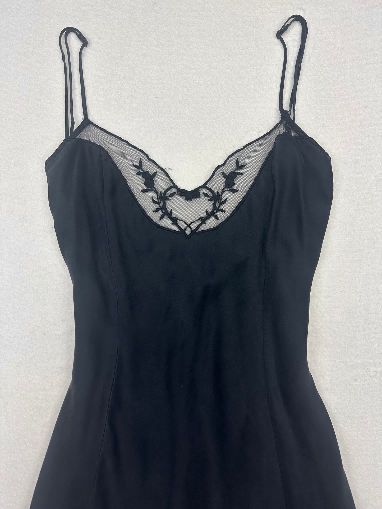 Vintage Victoria’s Secret Black Silk Heart Slip L