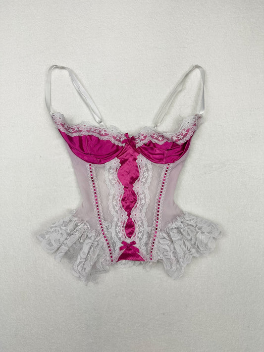 Frederick’s of Hollywood White & Pink Top S