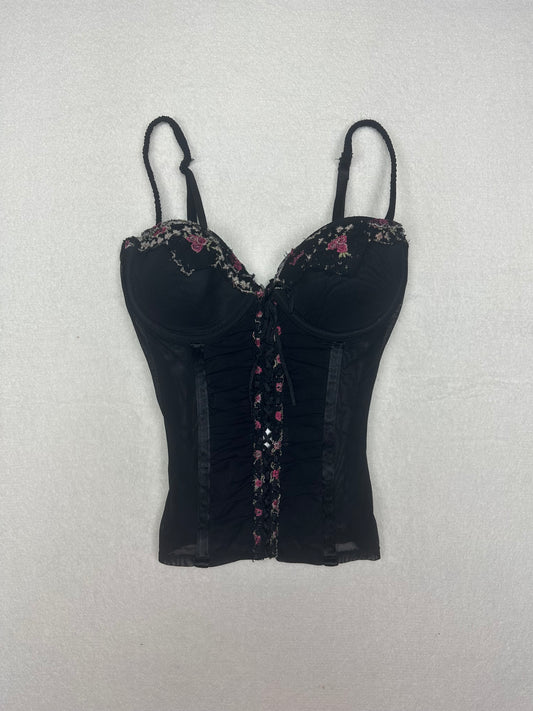 Rampage Black Floral Bustier 34B