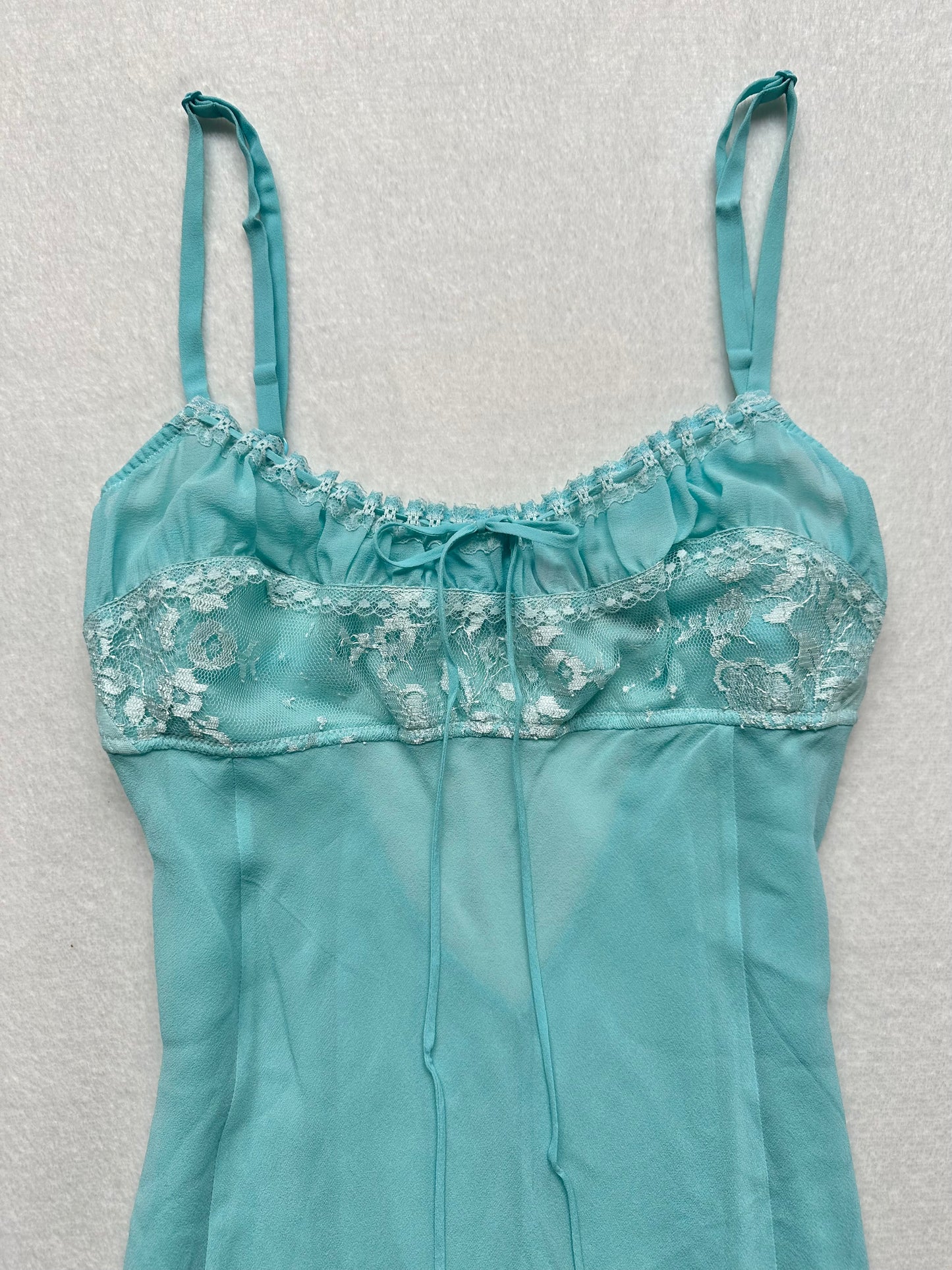 Victoria’s Secret Blue & White Silk Milkmaid Chemise L-M