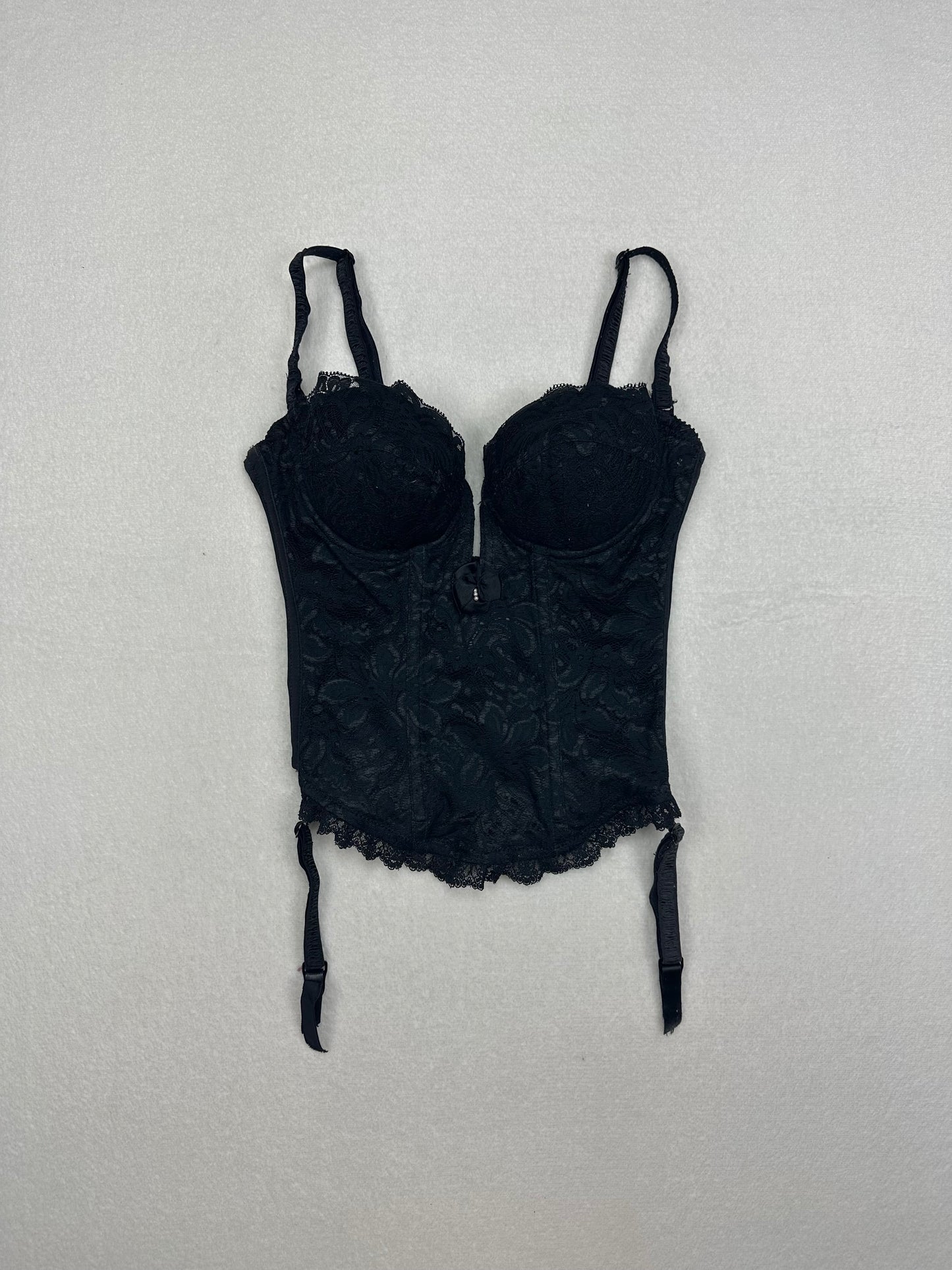 Vintage Black Lace Bustier 32B