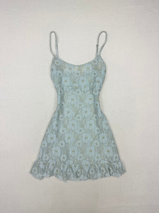 Victoria’s Secret Blue & Gold Floral Lace Slip M